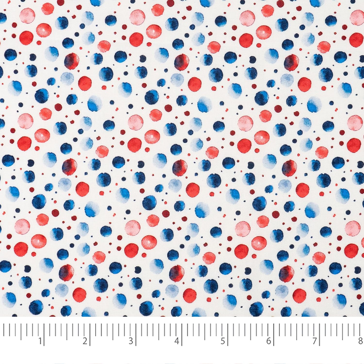 SINGER® Fabric, 100% Cotton, Red Wht Blue Watercolor Dots, Cut by the Yard 2 SINGER® Fabric, 100% Cotton, Red Wht Blue Watercolor Dots, Cut by the Yard