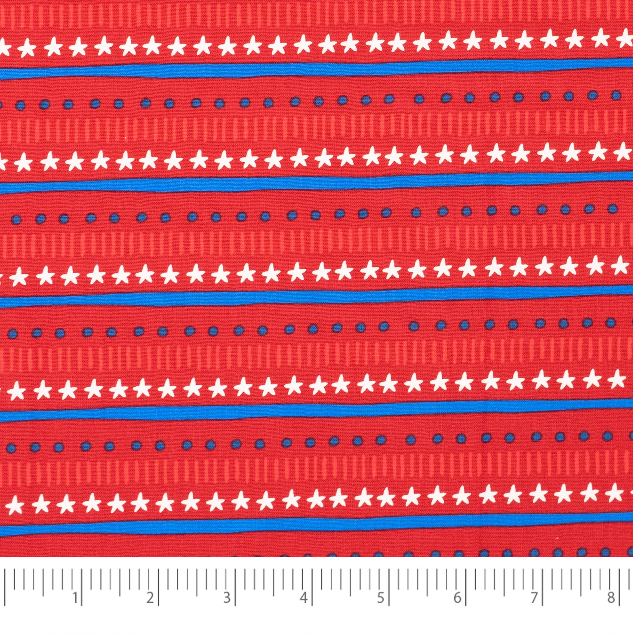 SINGER® Fabric, 100% Cotton, Stars & Dots On Royal Red, Cut by the Yard 2 SINGER® Fabric, 100% Cotton, Stars & Dots On Royal Red, Cut by the Yard