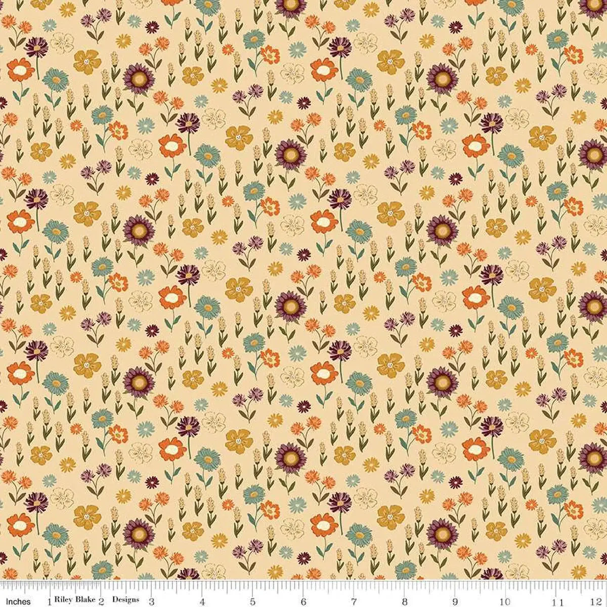 The Awe of Autumn Floral Latte 43"/44" Fabric Per Yard