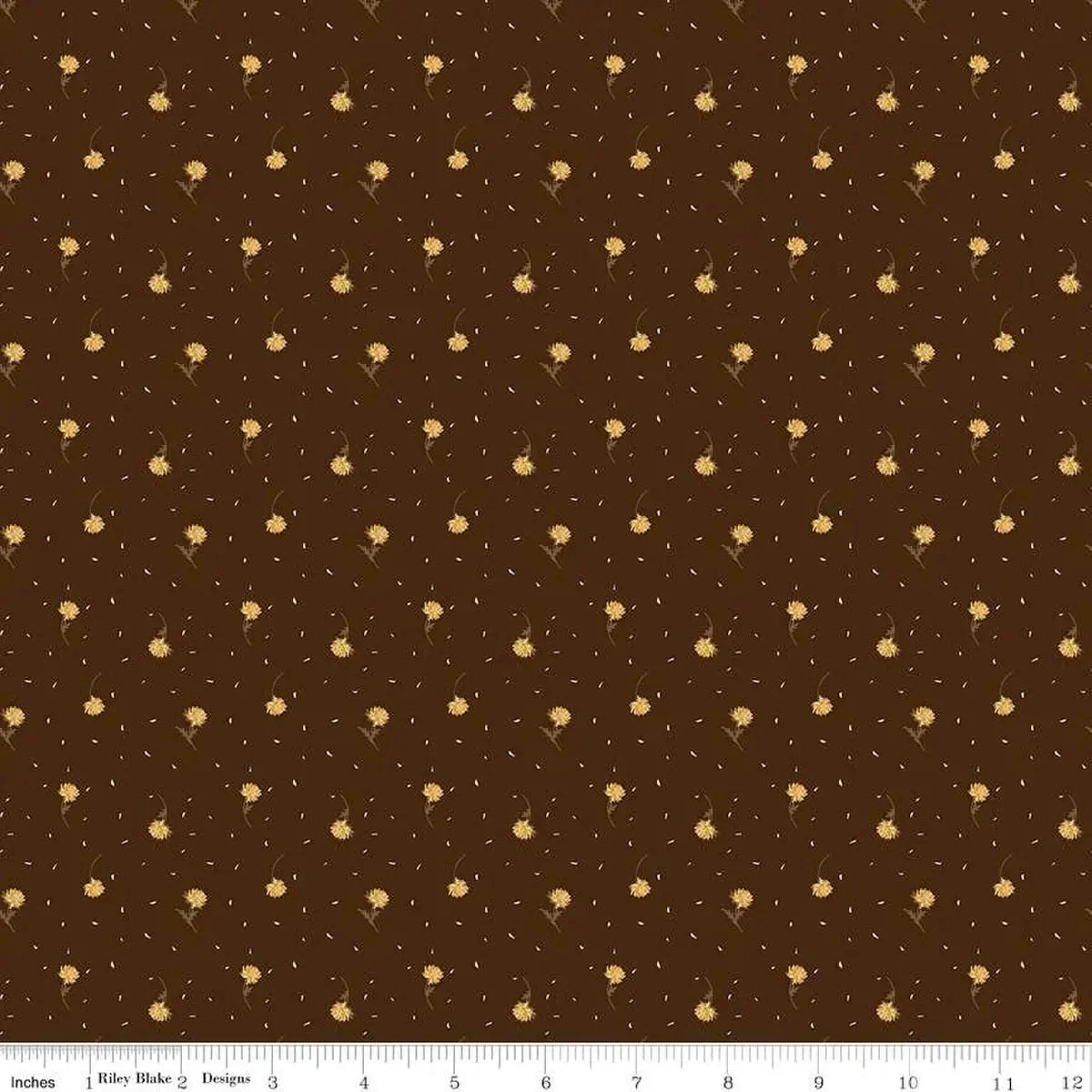 The Awe of Autumn Flower Toss Brown 43"/44" Fabric Per Yard