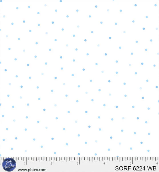 Sorbet Flannel White With Blue Tonal Dots Cotton 44" / 45" Fabric per yard