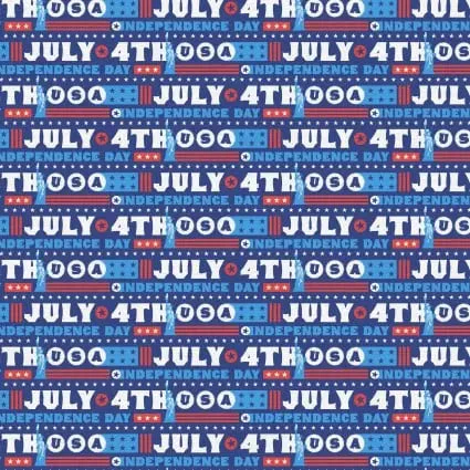 Star Spangled Summer July Fourth Words 43"/44" Fabric Per Yard