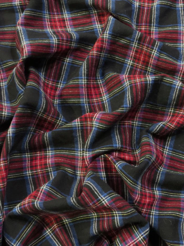 Tartan Plaid Uniform Apparel Flannel Fabric / Black/Red 2 Tartan Plaid Uniform Apparel Flannel Fabric / Black/Red