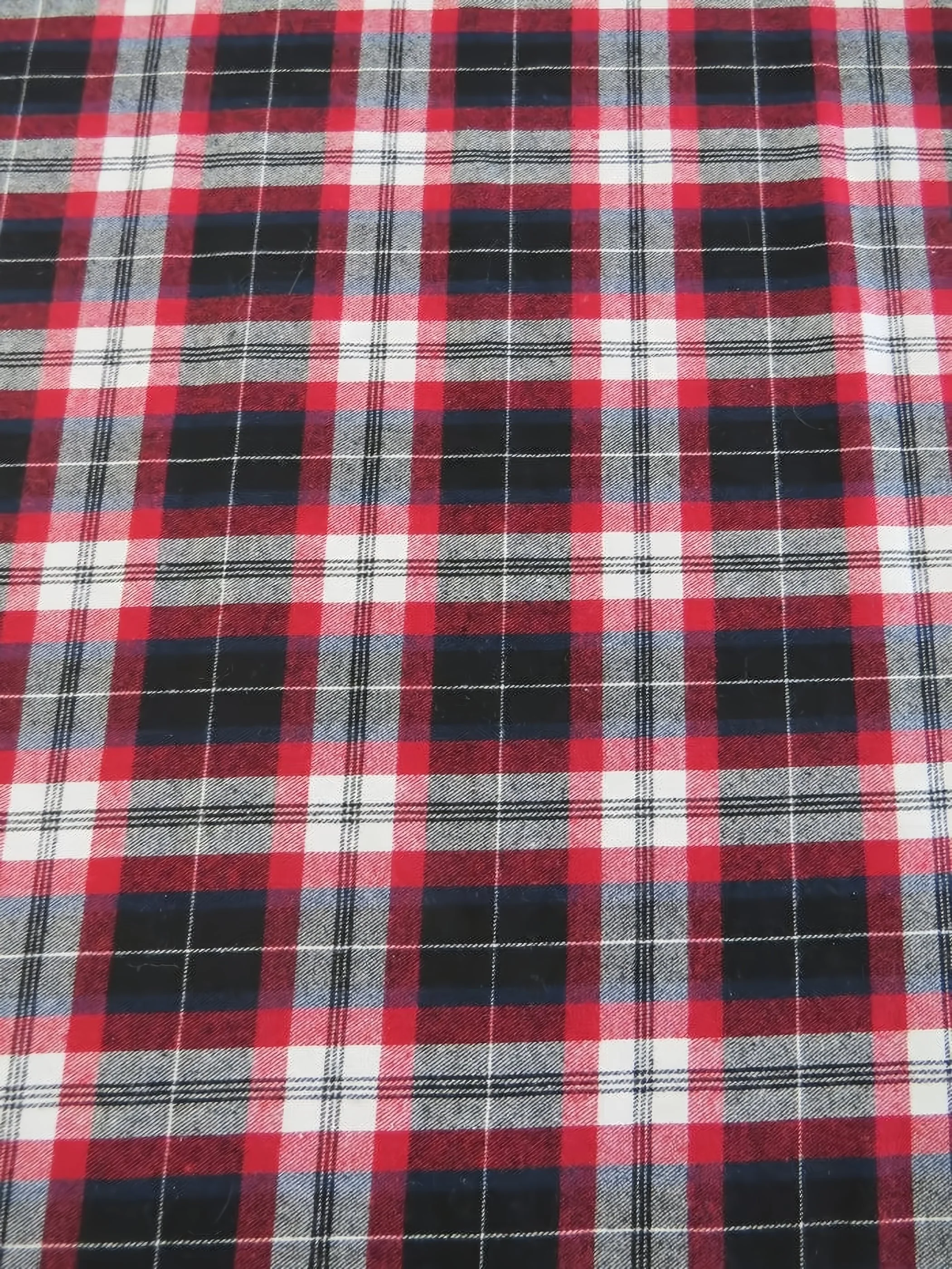 Tartan Plaid Uniform Apparel Flannel Fabric / Black/Red/White