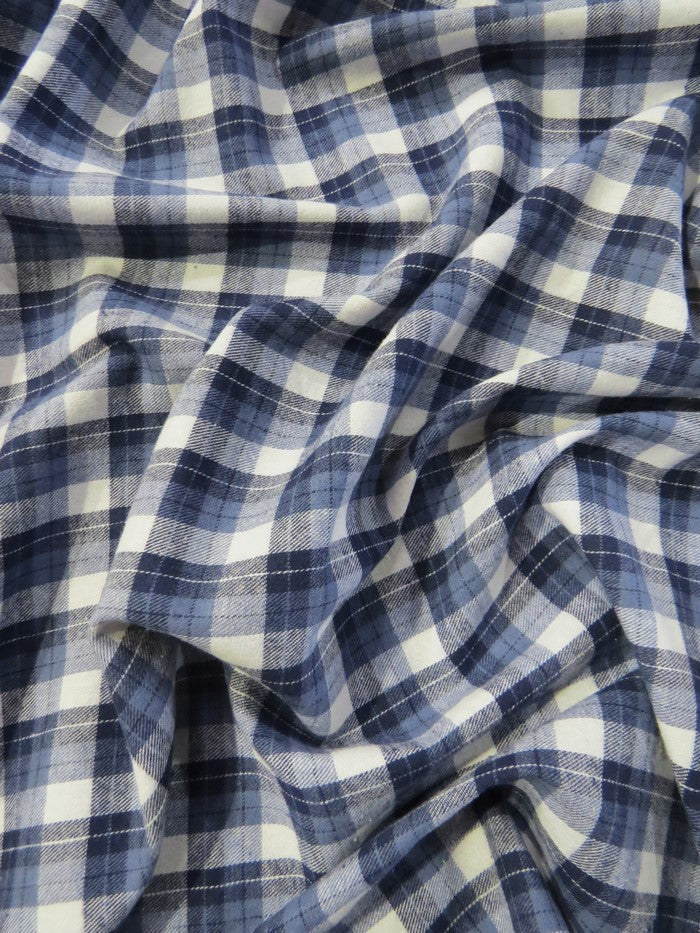 Tartan Plaid Uniform Apparel Flannel Fabric / Blue/White 2 Tartan Plaid Uniform Apparel Flannel Fabric / Blue/White