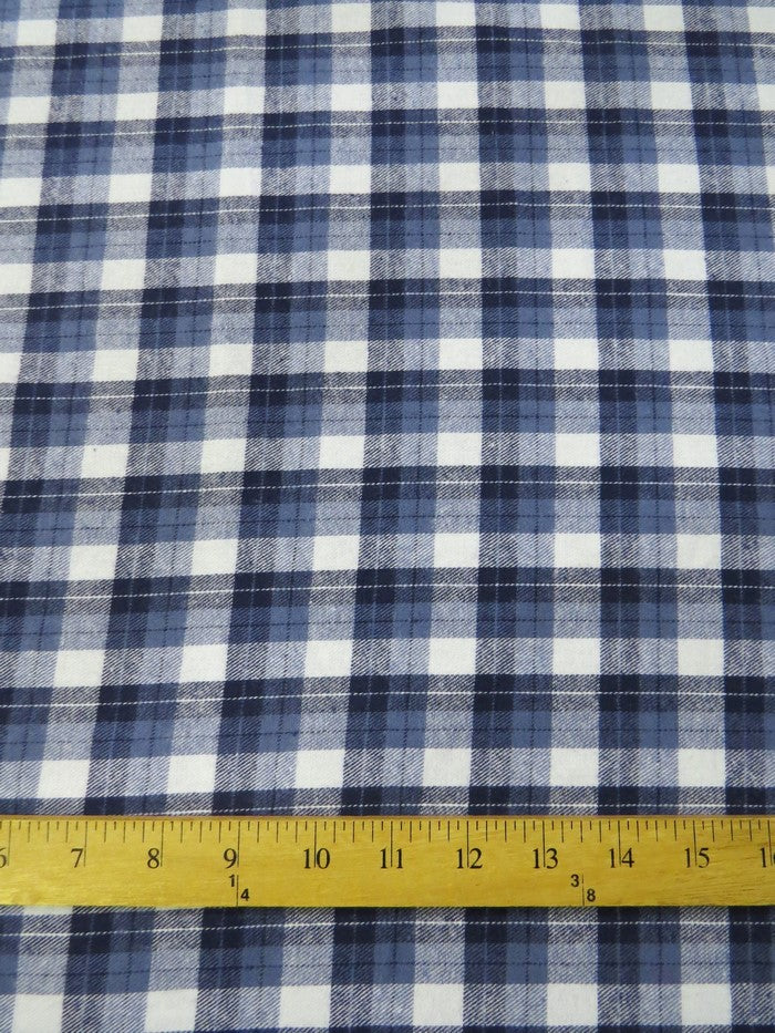 Tartan Plaid Uniform Apparel Flannel Fabric / Blue/White 3 Tartan Plaid Uniform Apparel Flannel Fabric / Blue/White