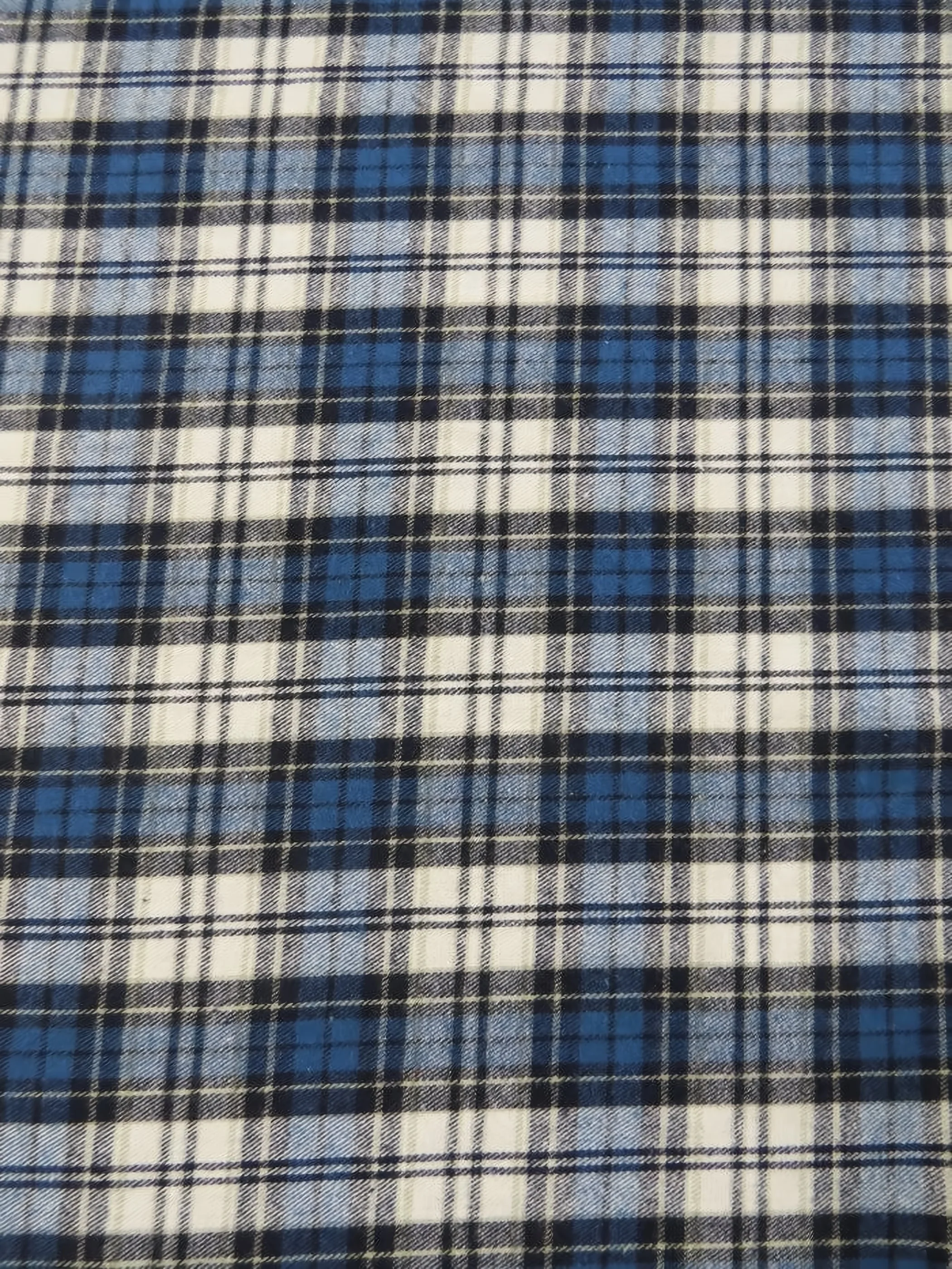 Tartan Plaid Uniform Apparel Flannel Fabric / Blue/White/Black