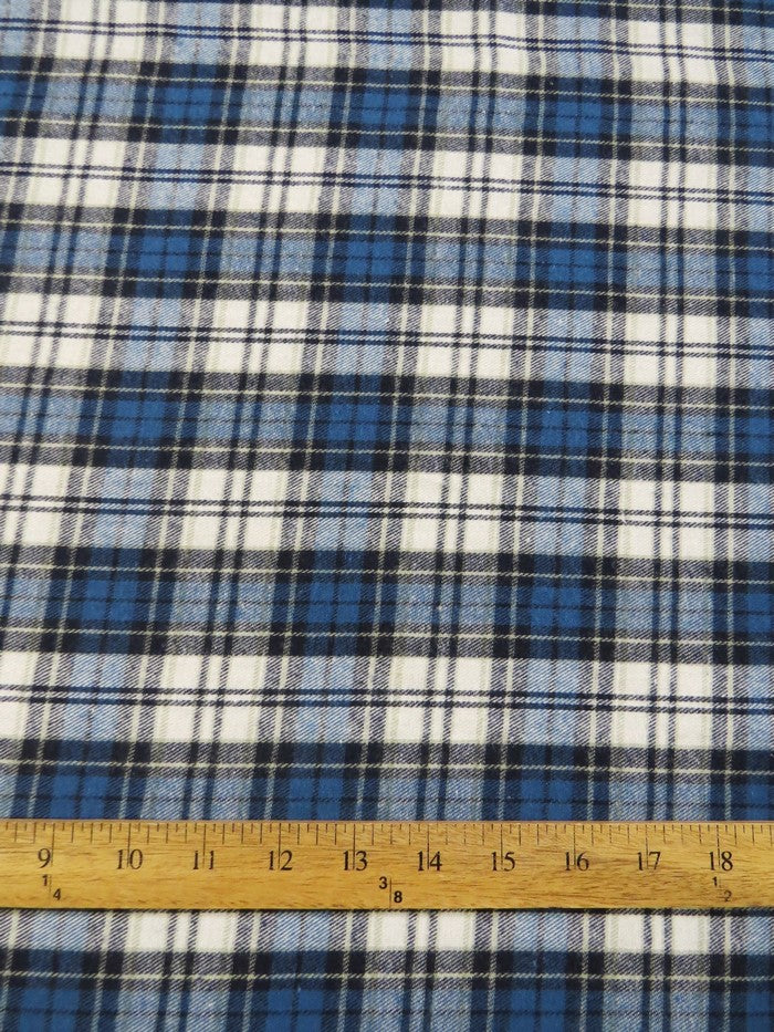 Tartan Plaid Uniform Apparel Flannel Fabric / Blue/White/Black 2 Tartan Plaid Uniform Apparel Flannel Fabric / Blue/White/Black