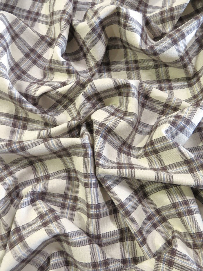 Tartan Plaid Uniform Apparel Flannel Fabric / Brown/Cream / Sold By The Yard 2 Tartan Plaid Uniform Apparel Flannel Fabric / Brown/Cream / Sold By The Yard