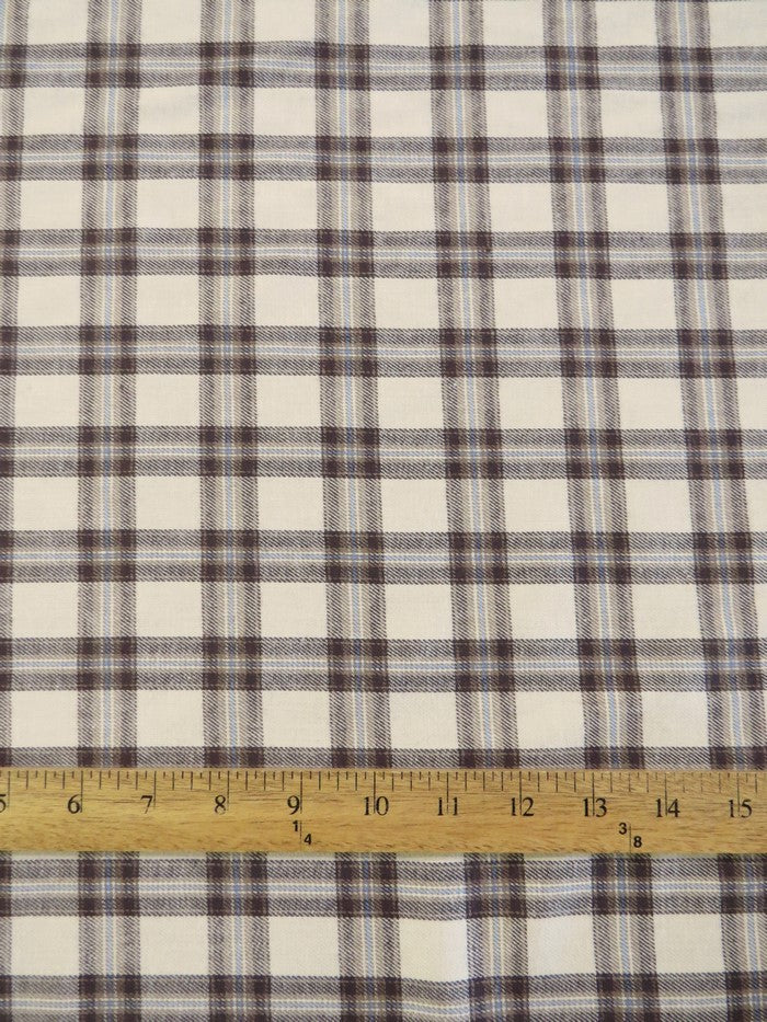 Tartan Plaid Uniform Apparel Flannel Fabric / Brown/Cream / Sold By The Yard 3 Tartan Plaid Uniform Apparel Flannel Fabric / Brown/Cream / Sold By The Yard