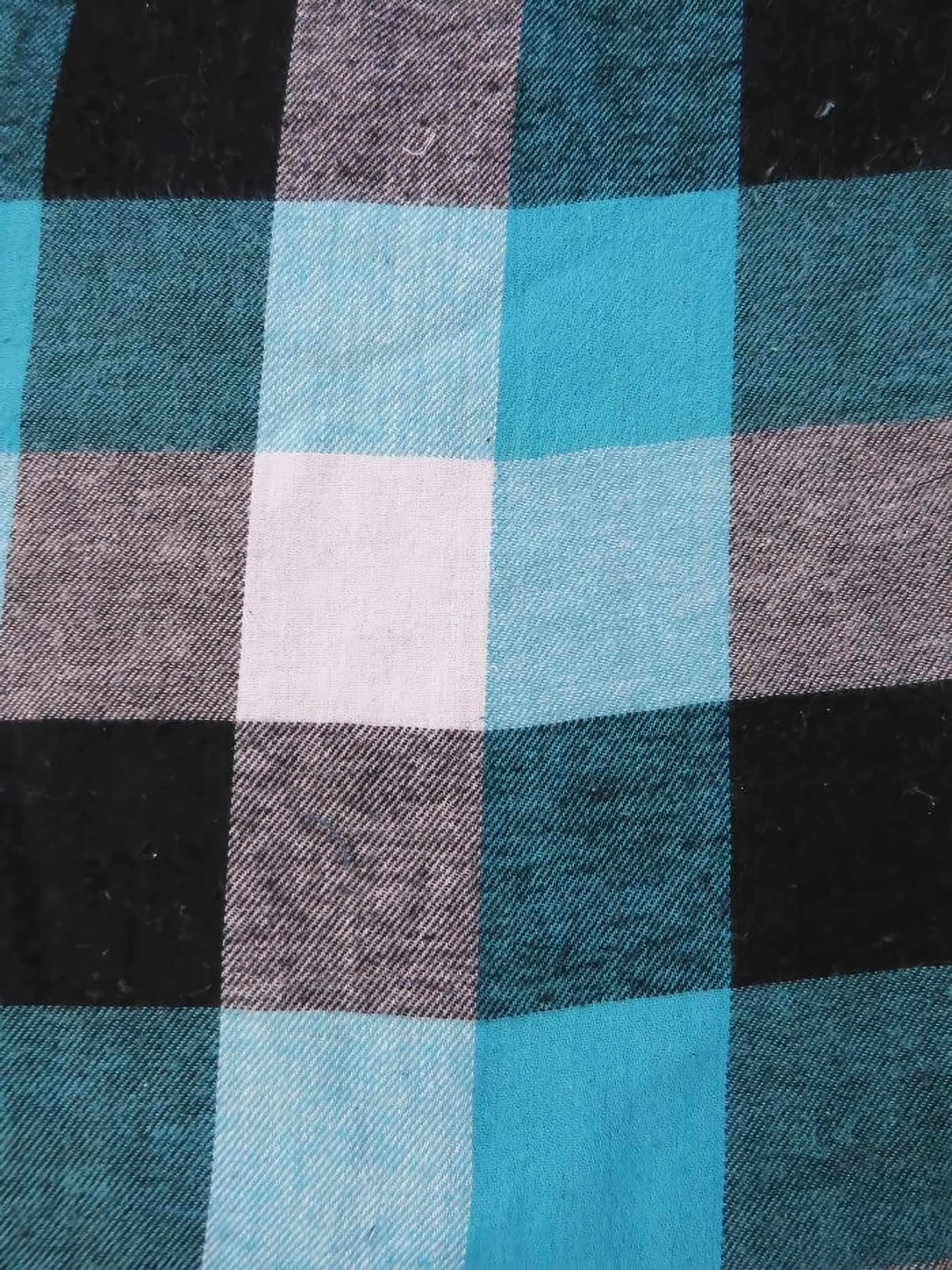 Tartan Plaid Uniform Apparel Flannel Fabric / Multi Turquoise/Black / Sold By The Yard