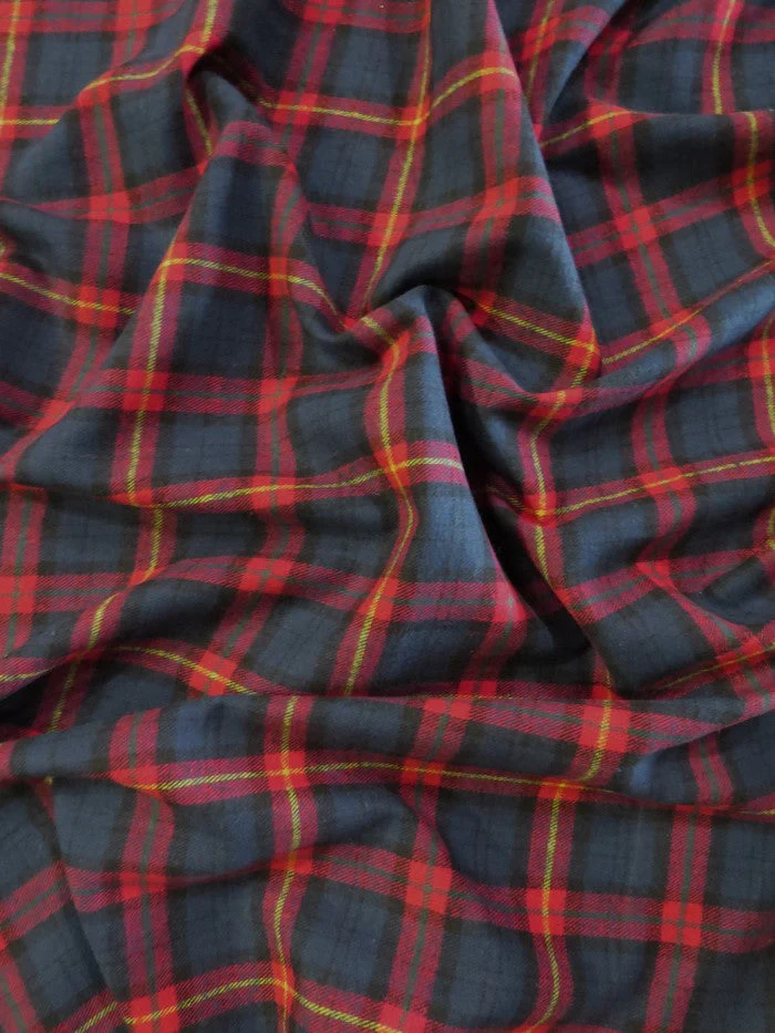 Tartan Plaid Uniform Apparel Flannel Fabric / Navy/Red 2 2 Tartan Plaid Uniform Apparel Flannel Fabric / Navy/Red 2