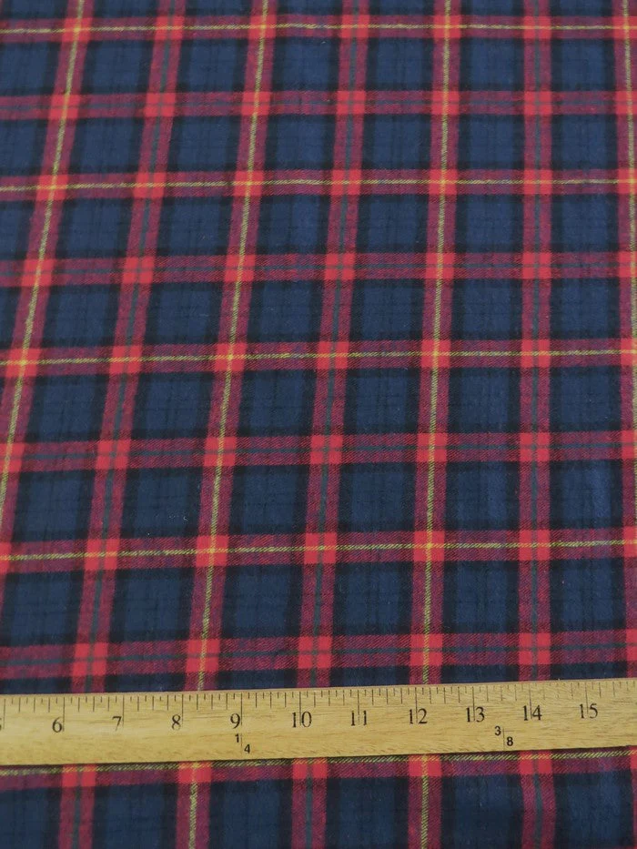 Tartan Plaid Uniform Apparel Flannel Fabric / Navy/Red 2 3 Tartan Plaid Uniform Apparel Flannel Fabric / Navy/Red 2
