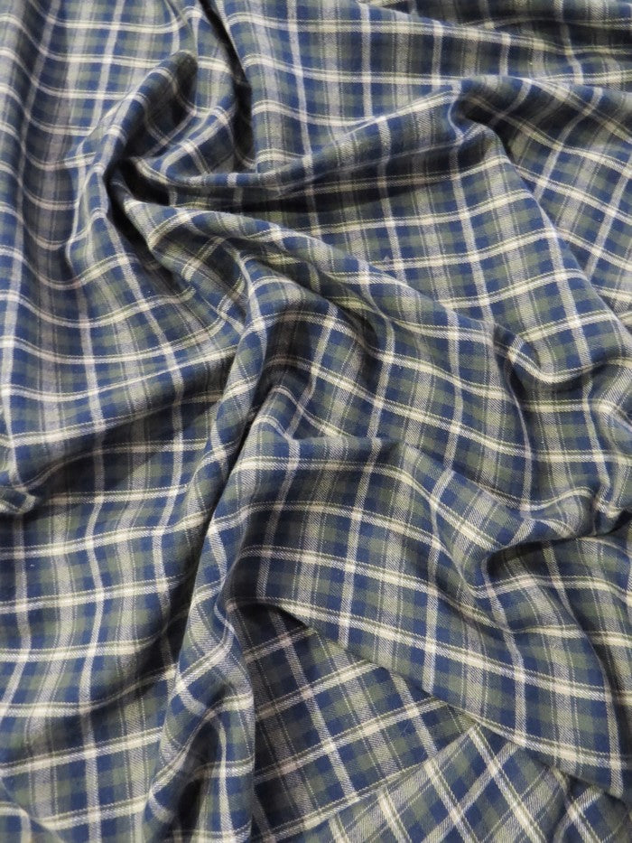 Tartan Plaid Uniform Apparel Flannel Fabric / Olive/Blue 2 Tartan Plaid Uniform Apparel Flannel Fabric / Olive/Blue
