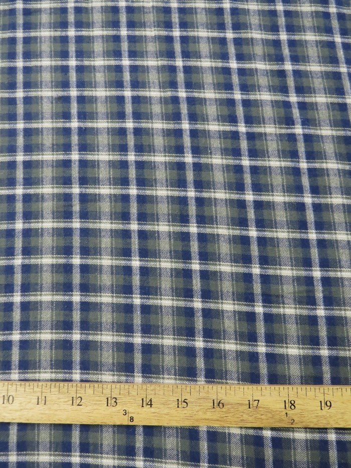 Tartan Plaid Uniform Apparel Flannel Fabric / Olive/Blue 3 Tartan Plaid Uniform Apparel Flannel Fabric / Olive/Blue