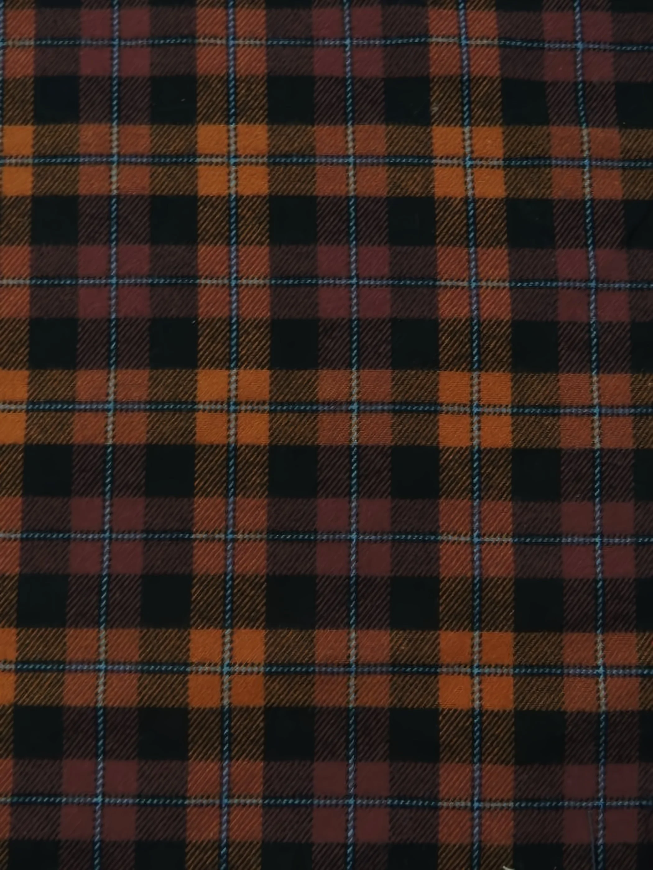Tartan Plaid Uniform Apparel Flannel Fabric / Orange/Black / Sold By The Yard