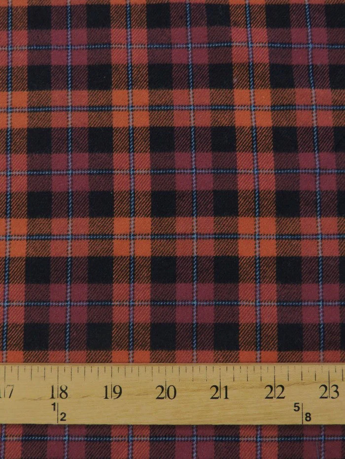 Tartan Plaid Uniform Apparel Flannel Fabric / Orange/Black / Sold By The Yard 2 Tartan Plaid Uniform Apparel Flannel Fabric / Orange/Black / Sold By The Yard