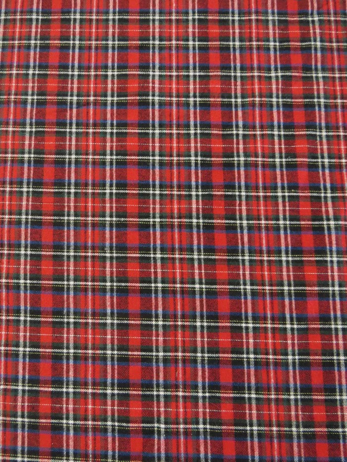 Tartan Plaid Uniform Apparel Flannel Fabric / Red/Black