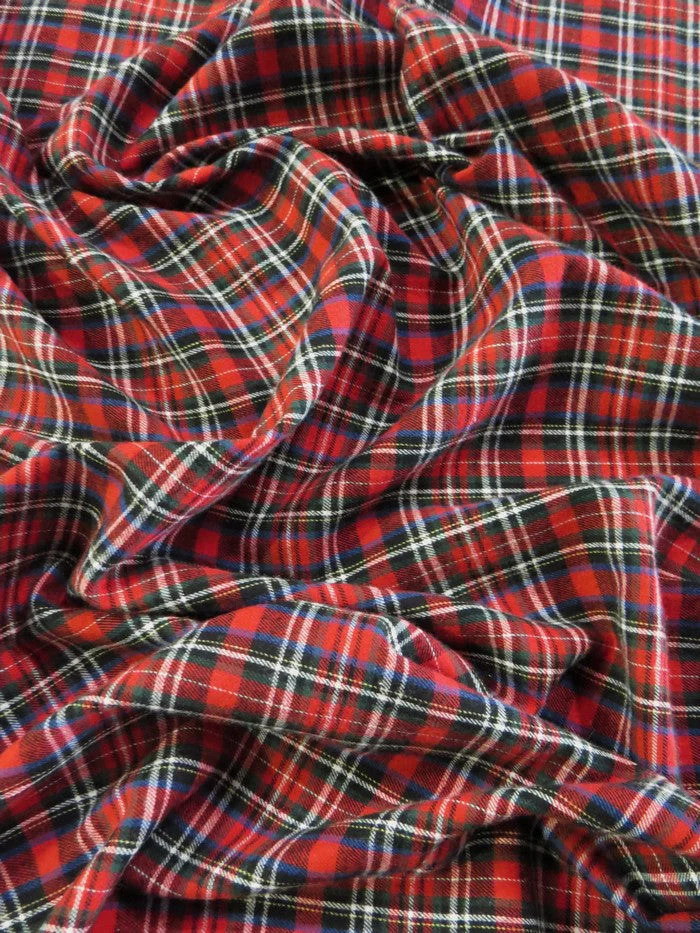 Tartan Plaid Uniform Apparel Flannel Fabric / Red/Black 2 Tartan Plaid Uniform Apparel Flannel Fabric / Red/Black