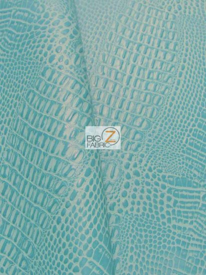 Teal Crocodile Marine Vinyl Fabric / Sold By The Yard 5 Teal Crocodile Marine Vinyl Fabric / Sold By The Yard