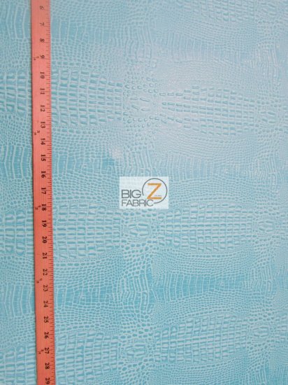 Teal Crocodile Marine Vinyl Fabric / Sold By The Yard 6 Teal Crocodile Marine Vinyl Fabric / Sold By The Yard