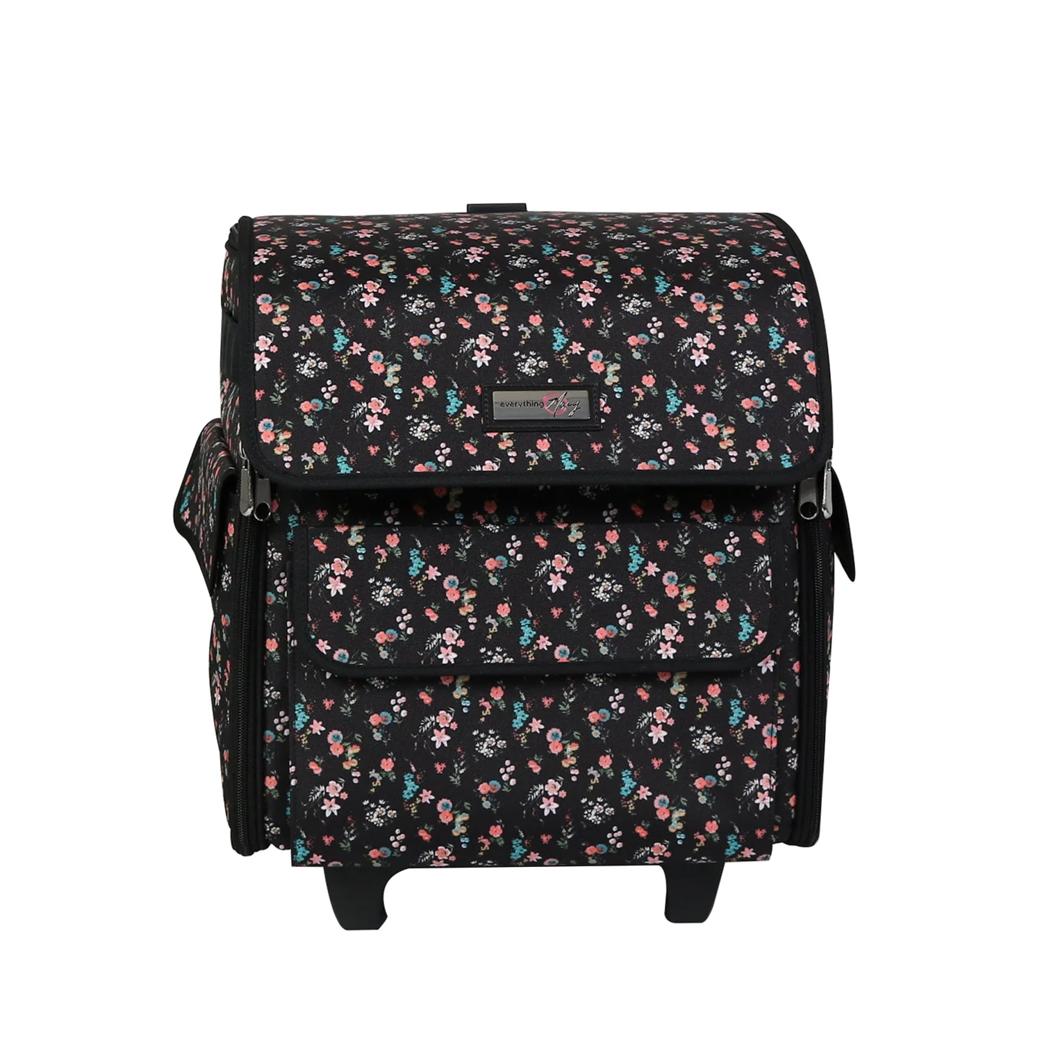 Collapsible Rolling Serger Machine Case, Black Floral 6 Collapsible Rolling Serger Machine Case, Black Floral