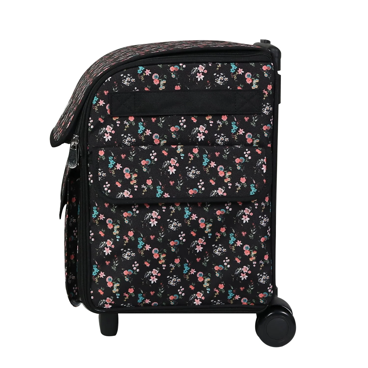 Collapsible Rolling Serger Machine Case, Black Floral 9 Collapsible Rolling Serger Machine Case, Black Floral