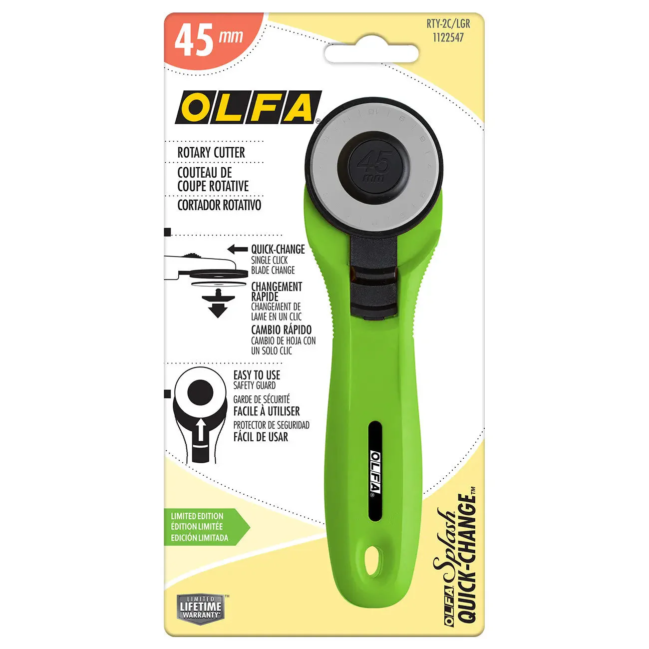 Olfa 45mm Quick-Change Rotary Cutter Lime 1 Olfa 45mm Quick-Change Rotary Cutter Lime