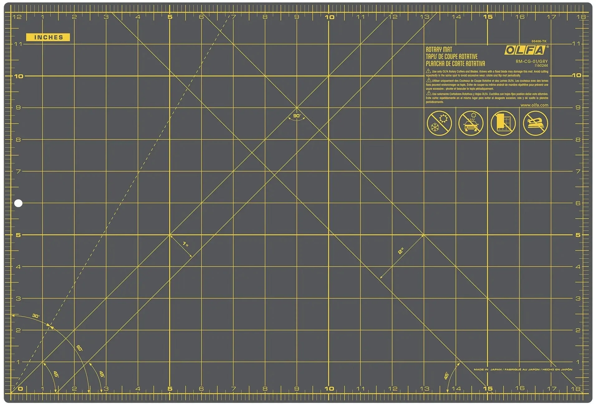 Olfa Grey Rotary Mat 12in x 18in 1 Olfa Grey Rotary Mat 12in x 18in