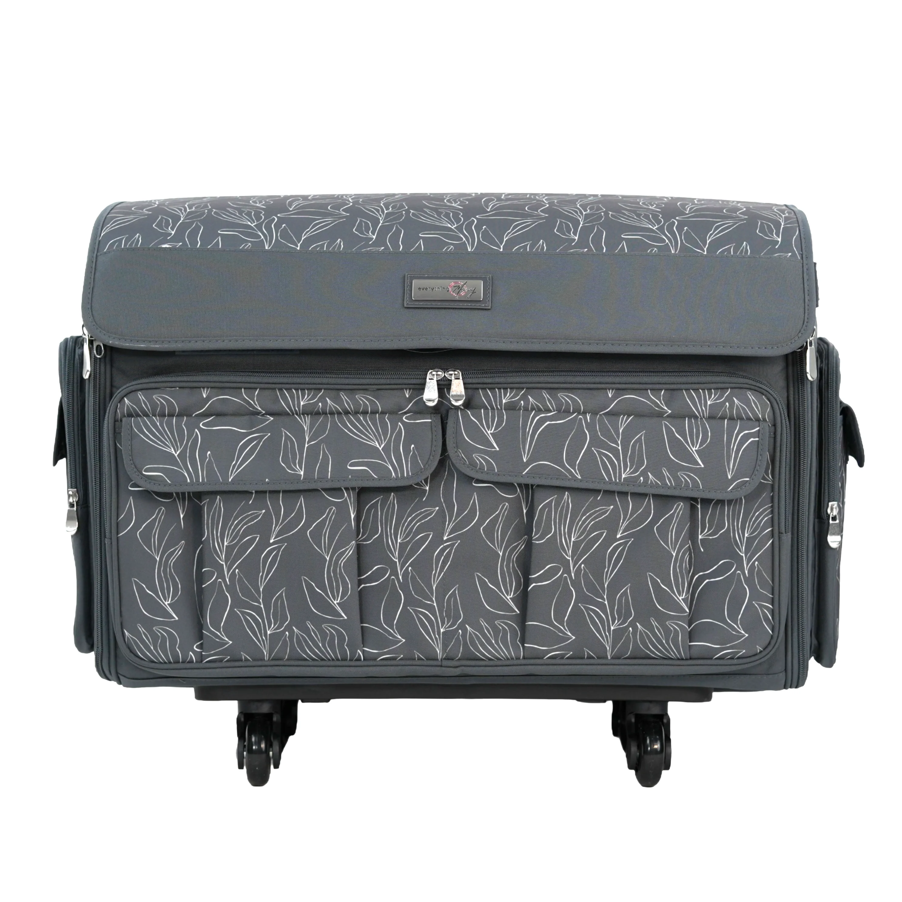 Everything Mary XXL 4 Wheel Collapsible Rolling Sewing Machine Storage Case, Grey Floral 10 Everything Mary XXL 4 Wheel Collapsible Rolling Sewing Machine Storage Case, Grey Floral