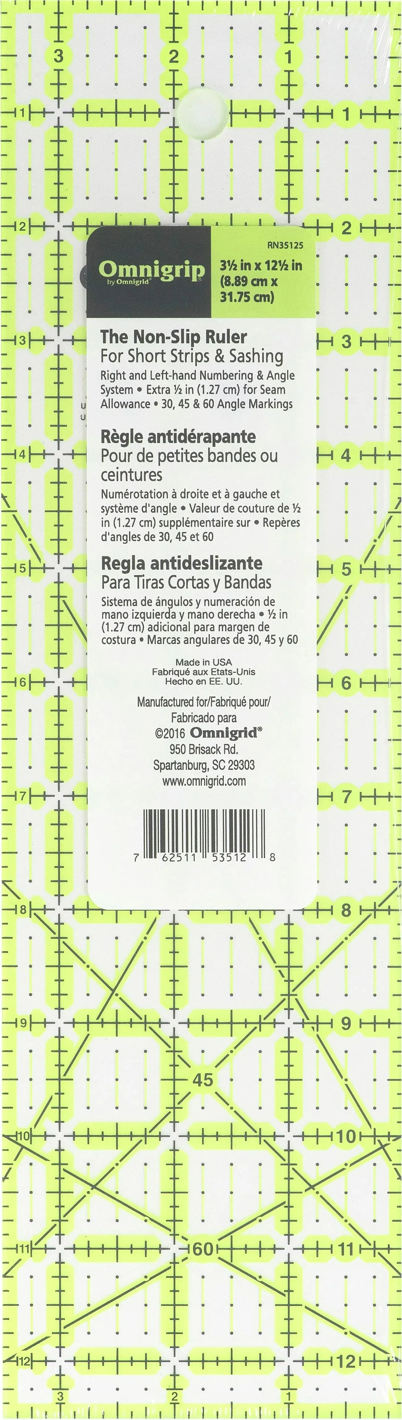 Omnigrid Omnigrip 3-1/2in x 12-1/2in Ruler 1 Omnigrid Omnigrip 3-1/2in x 12-1/2in Ruler