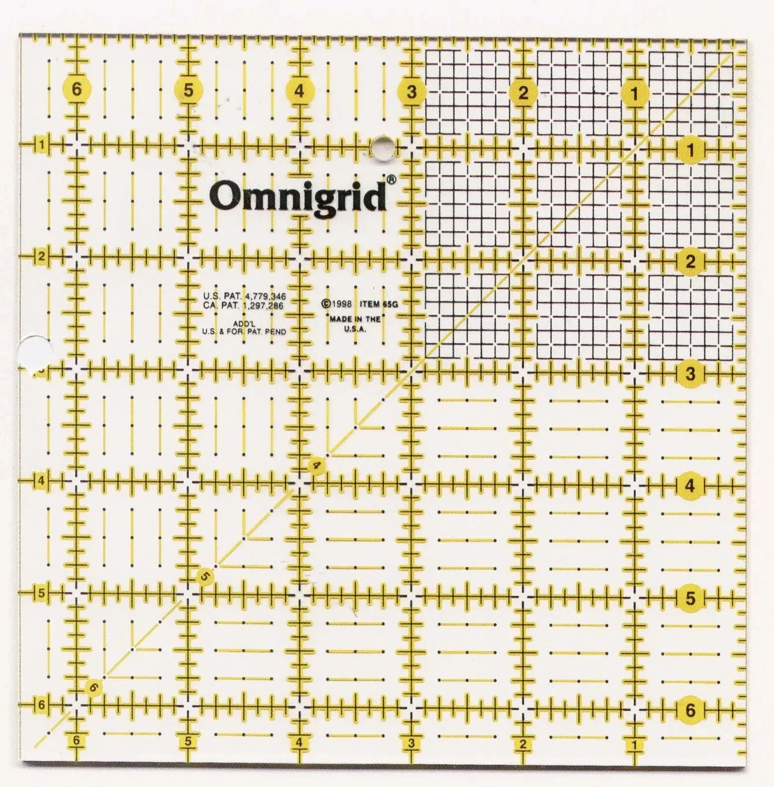 Omnigrid Ruler 6 1/2in x 6 1/2in With Grid 1 Omnigrid Ruler 6 1/2in x 6 1/2in With Grid
