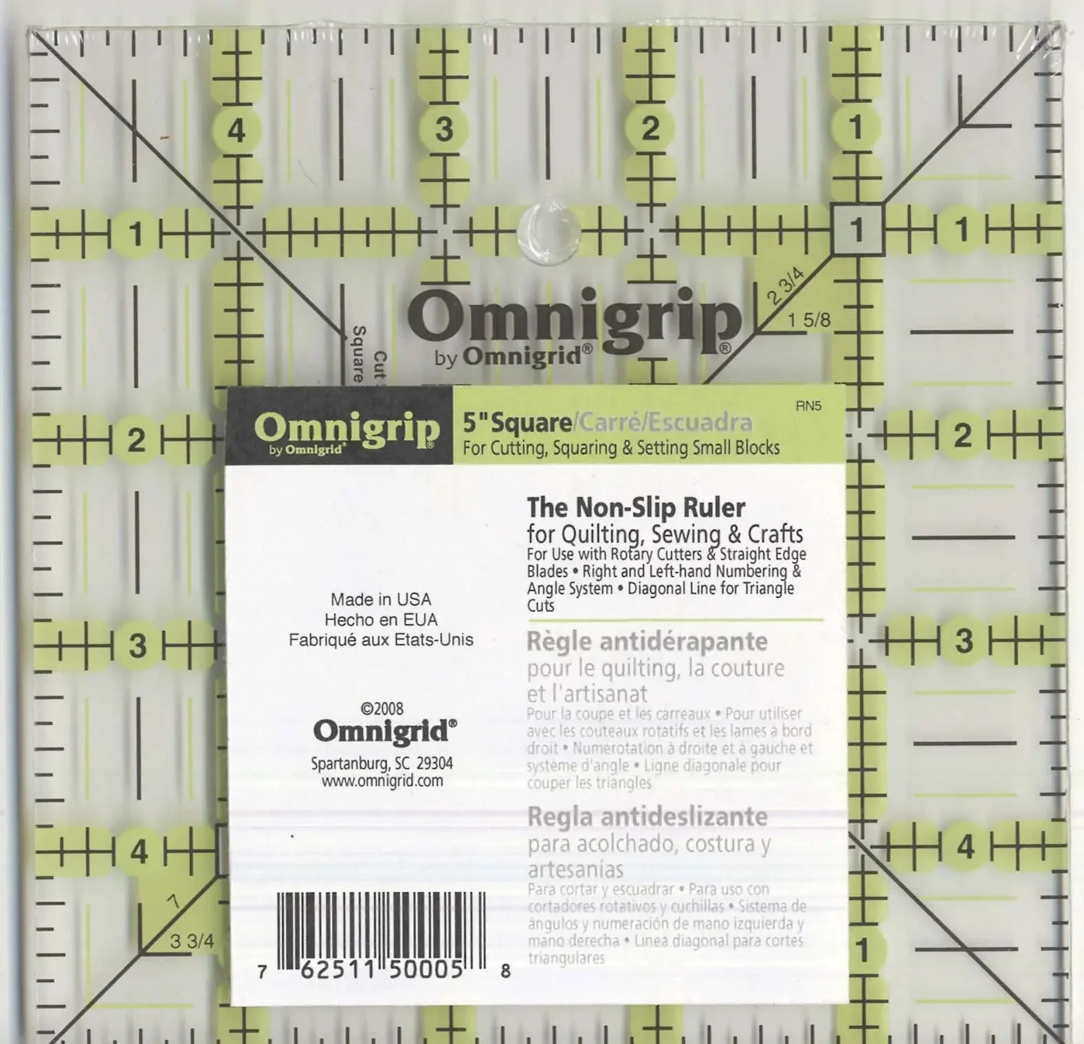 Omnigrid Omnigrip Neon Ruler 5in Square 1 Omnigrid Omnigrip Neon Ruler 5in Square