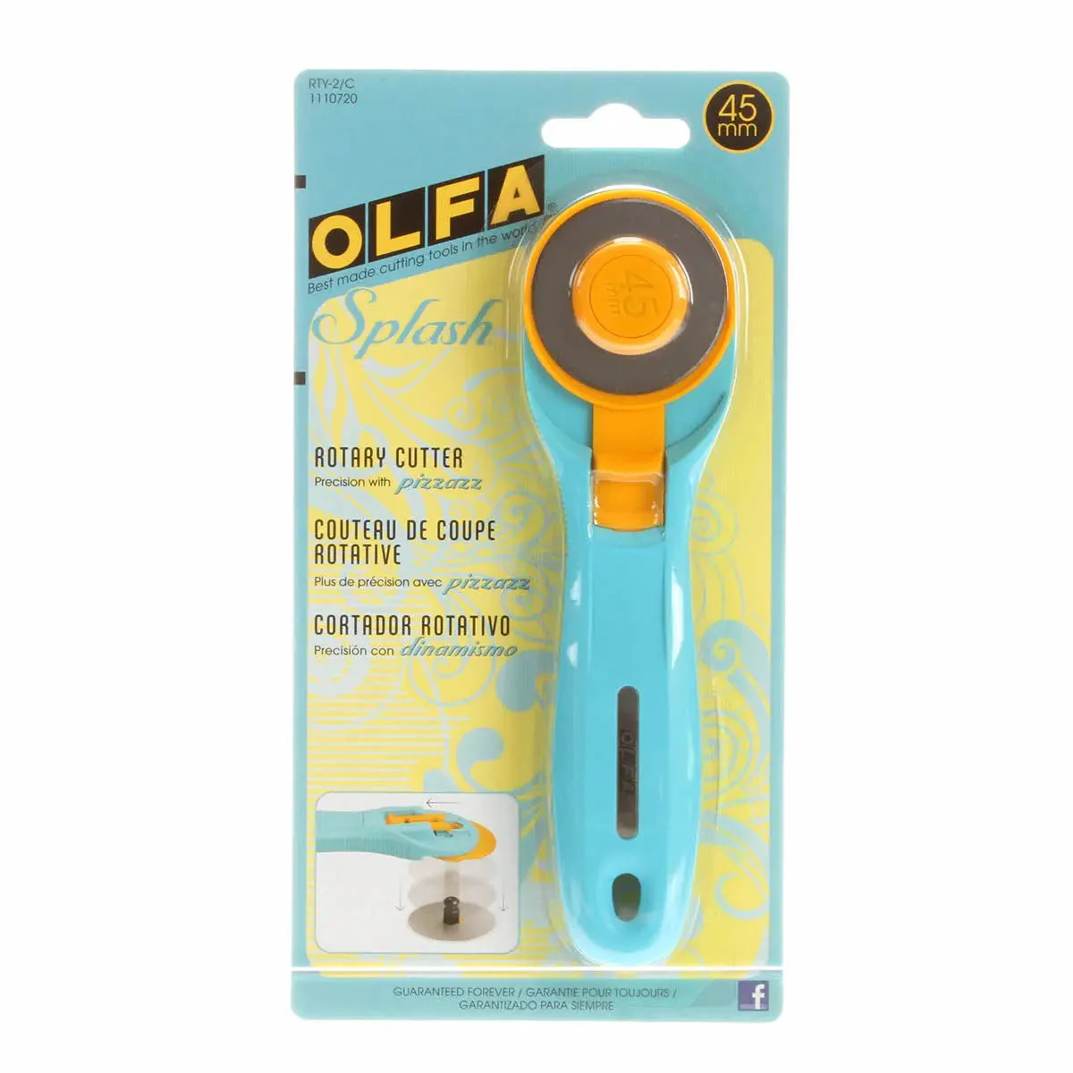 Olfa Splash Rotary Cutter 45mm Aqua 1 Olfa Splash Rotary Cutter 45mm Aqua