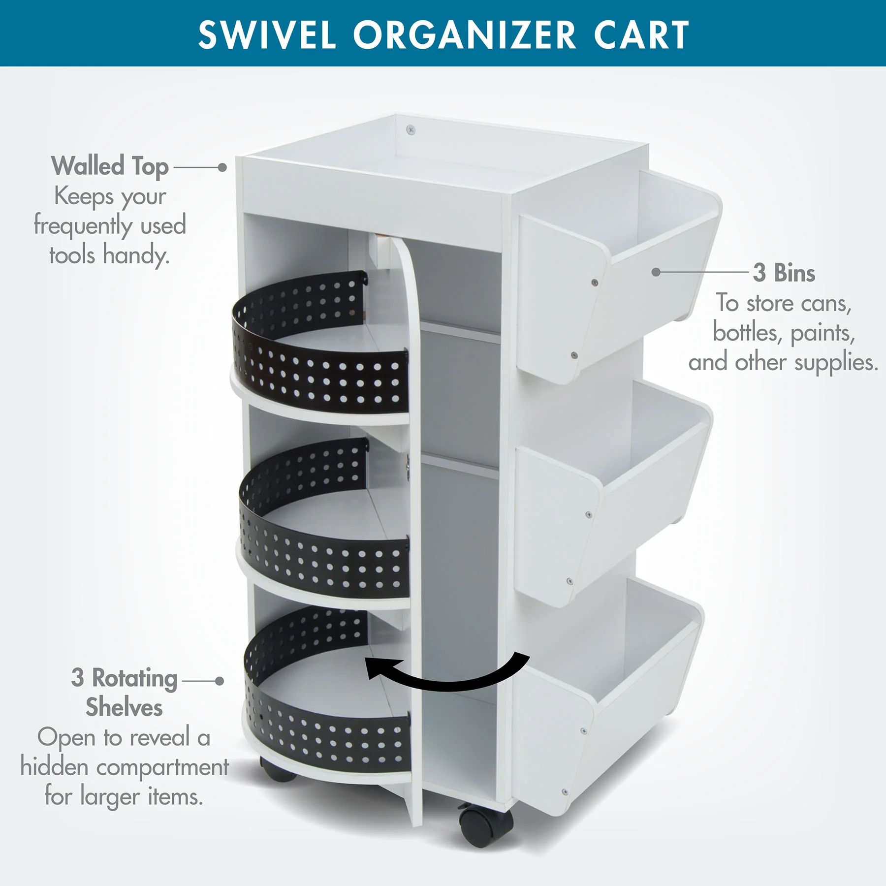 Swivel Organizer White / Black 3 Swivel Organizer White / Black