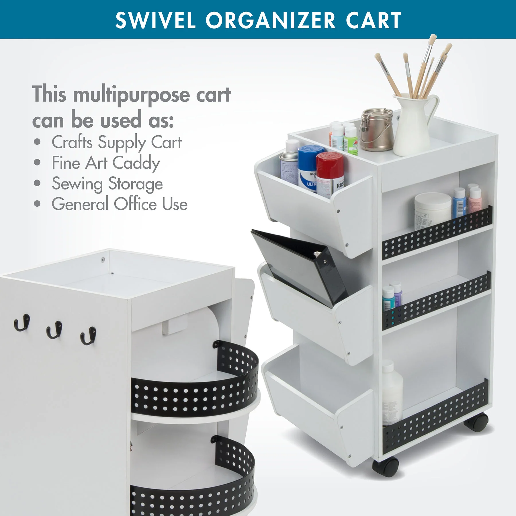 Swivel Organizer White / Black 4 Swivel Organizer White / Black
