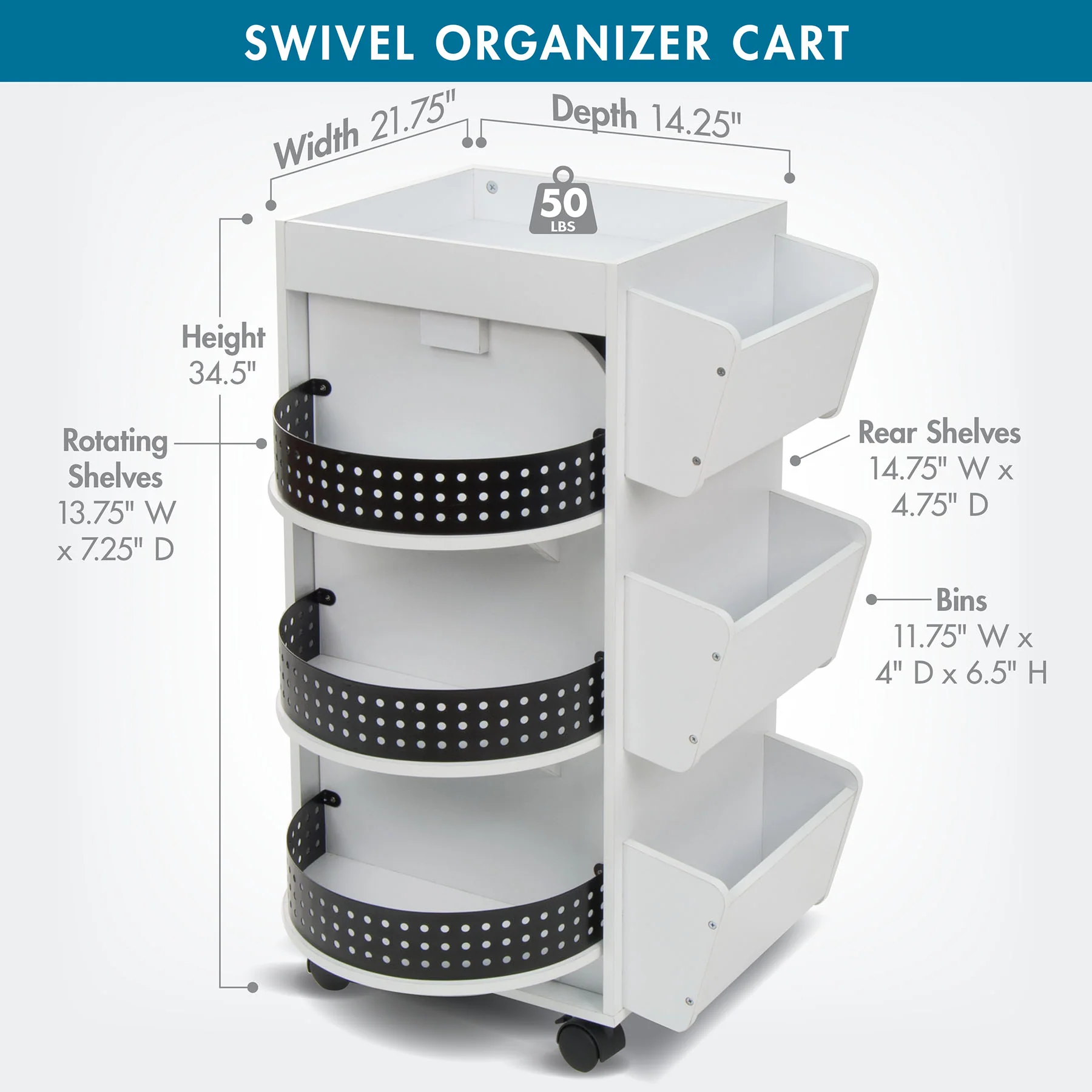 Swivel Organizer White / Black 8 Swivel Organizer White / Black