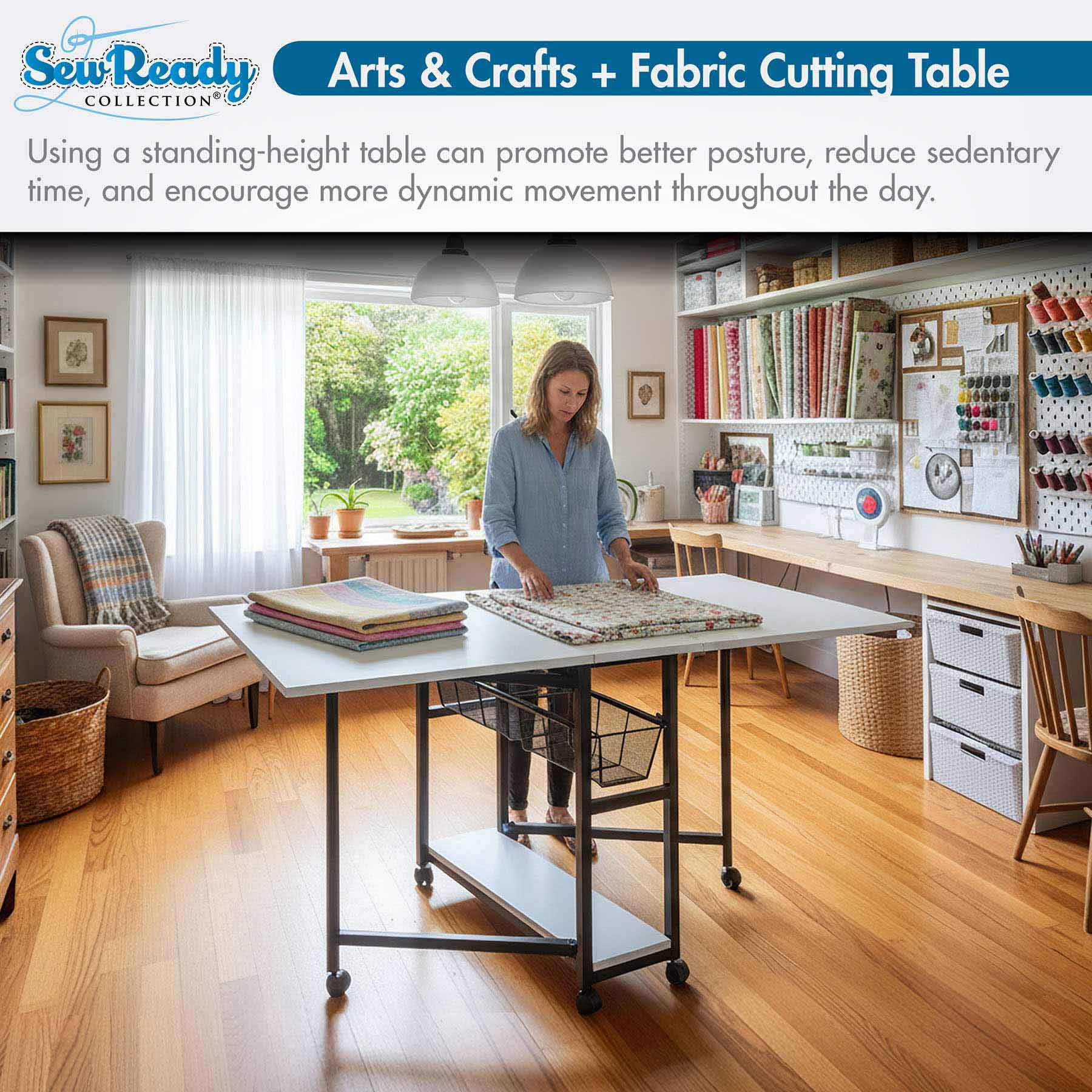 Sew Ready 36" Cutting Table with Basket Charcoal / White 3 Sew Ready 36" Cutting Table with Basket Charcoal / White