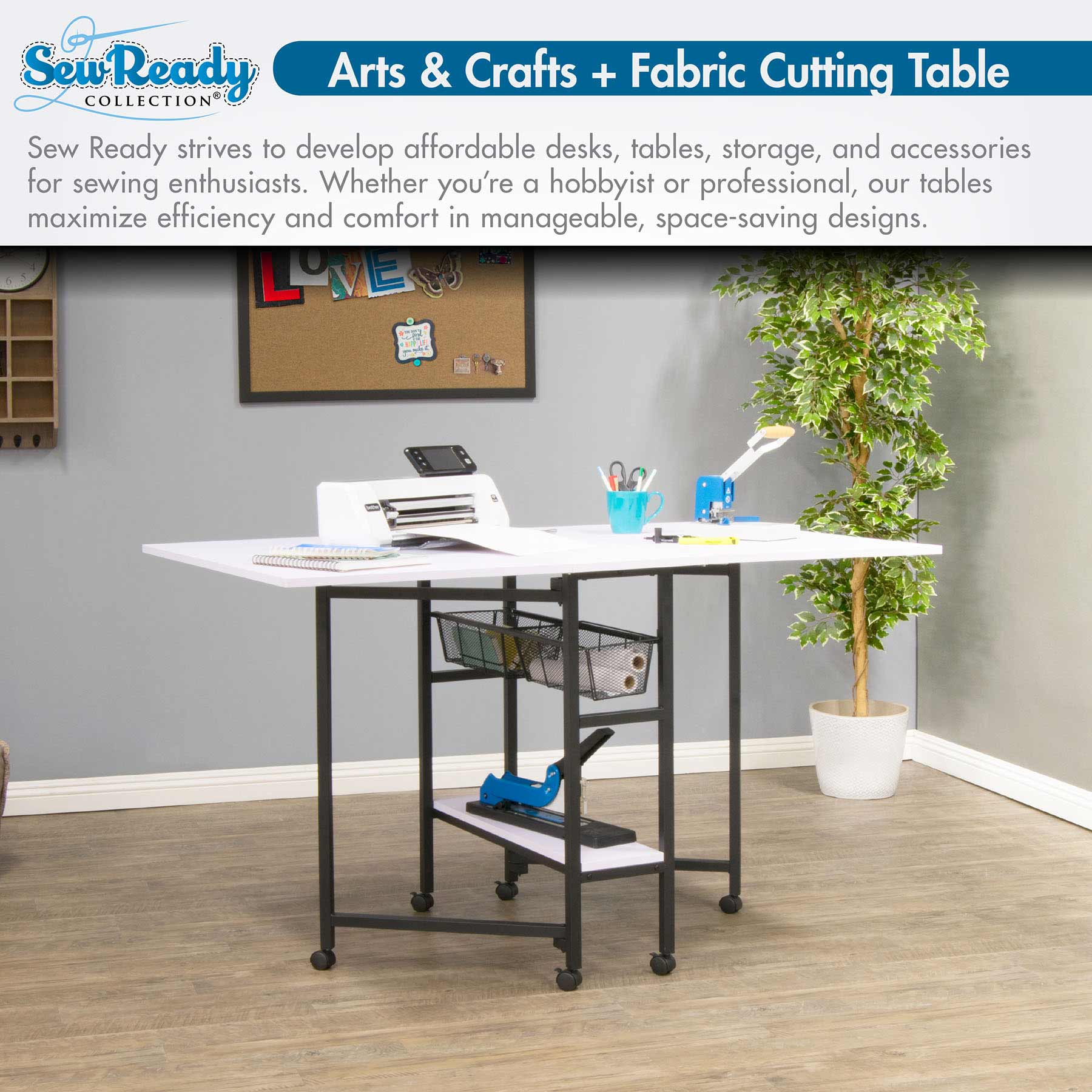Sew Ready 36" Cutting Table with Basket Charcoal / White 4 Sew Ready 36" Cutting Table with Basket Charcoal / White