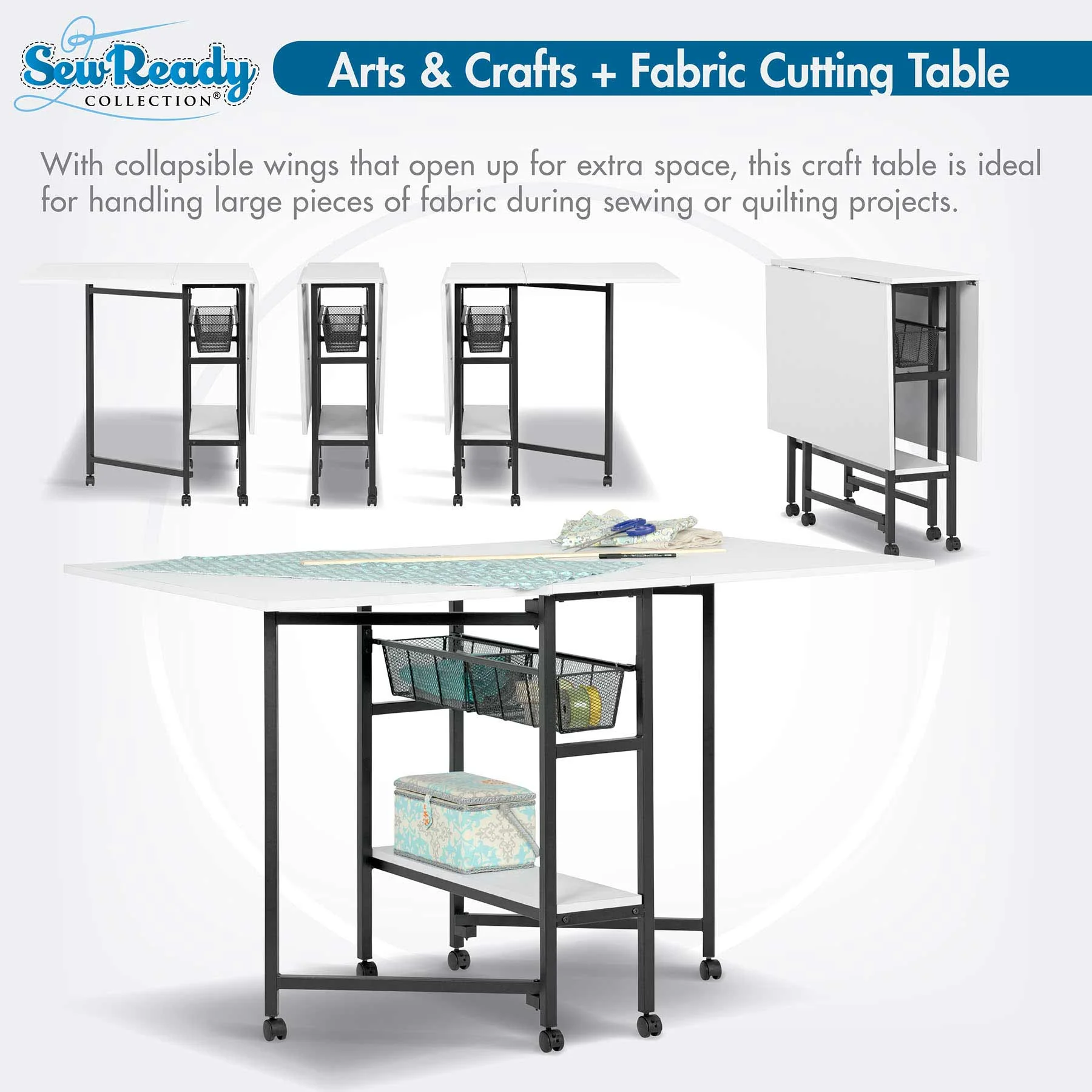 Sew Ready 36" Cutting Table with Basket Charcoal / White 5 Sew Ready 36" Cutting Table with Basket Charcoal / White