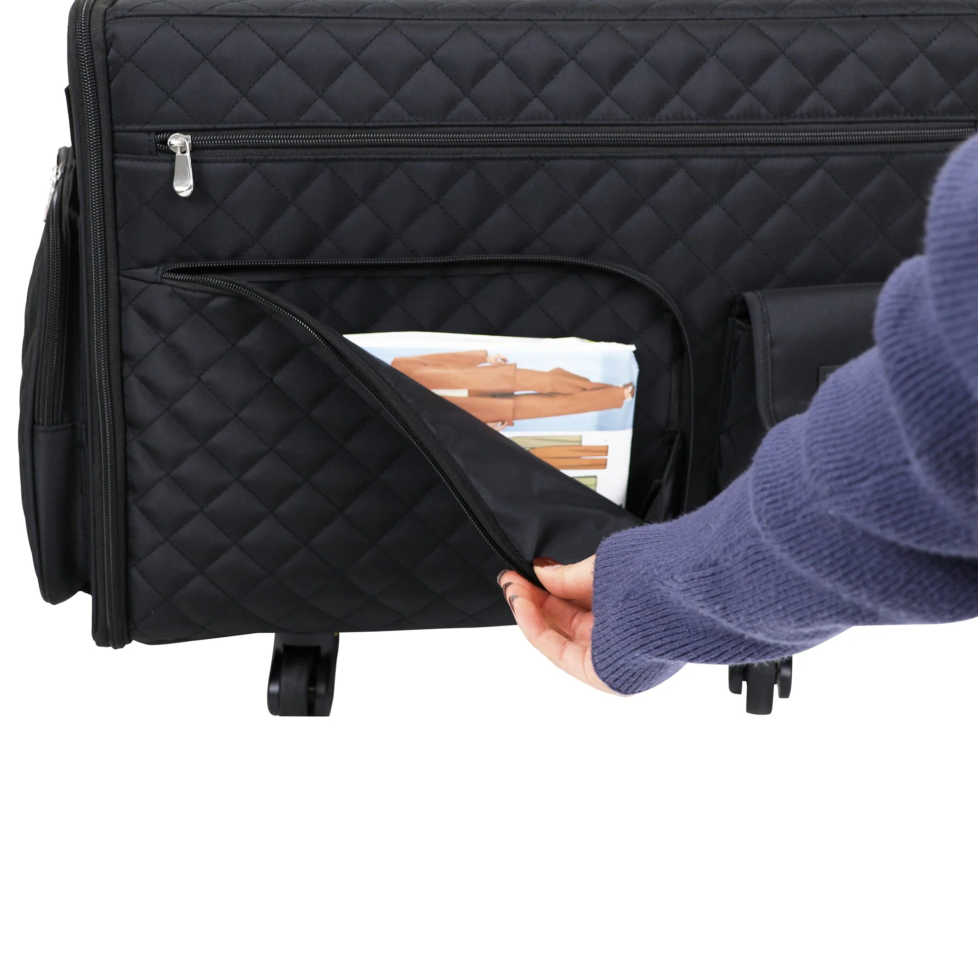 Everything Mary XL 4 Wheel Collapsible Rolling Sewing Machine Storage Case, Black Quilted 10 Everything Mary XL 4 Wheel Collapsible Rolling Sewing Machine Storage Case, Black Quilted