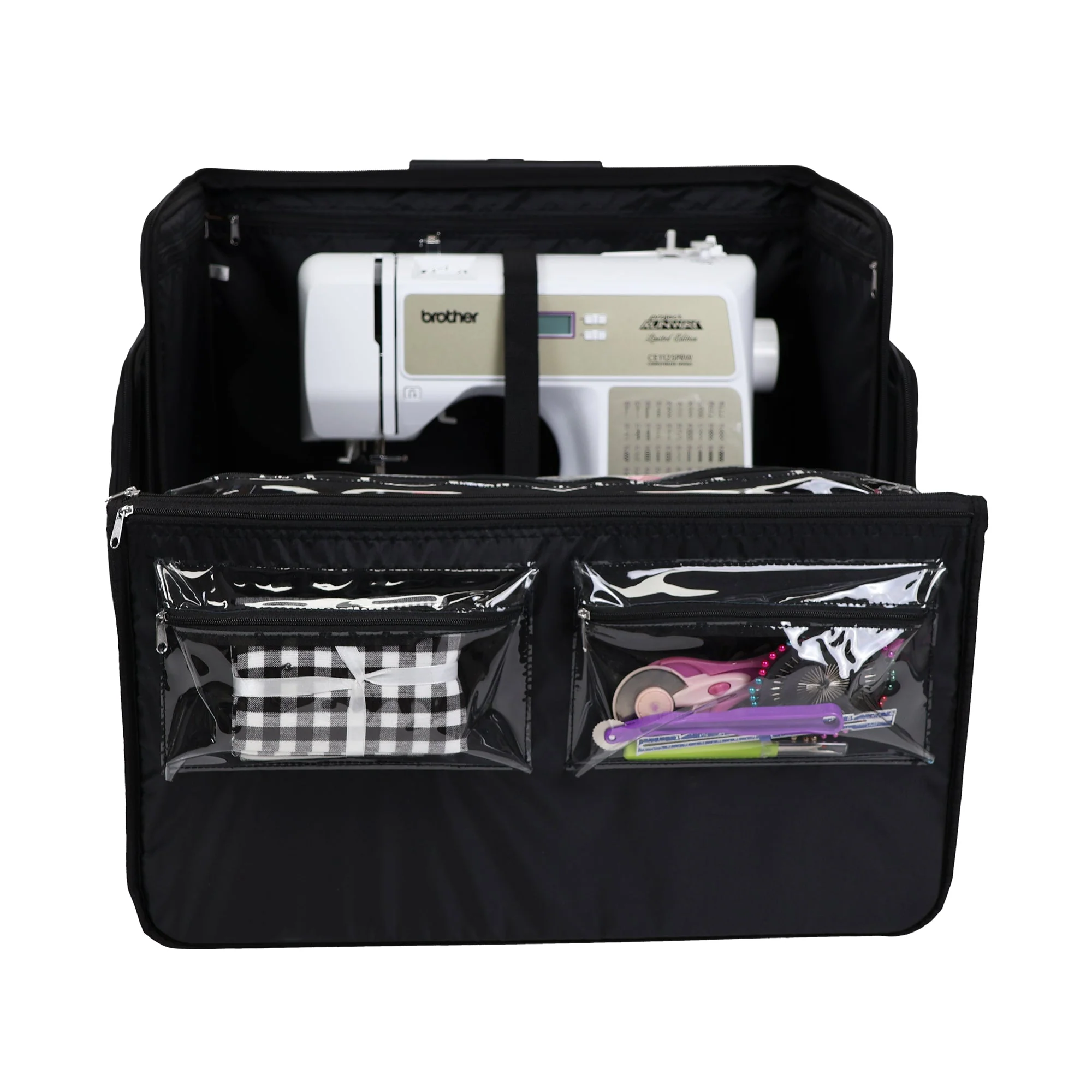 Everything Mary XL 4 Wheel Collapsible Rolling Sewing Machine Storage Case, Black Quilted 2 Everything Mary XL 4 Wheel Collapsible Rolling Sewing Machine Storage Case, Black Quilted