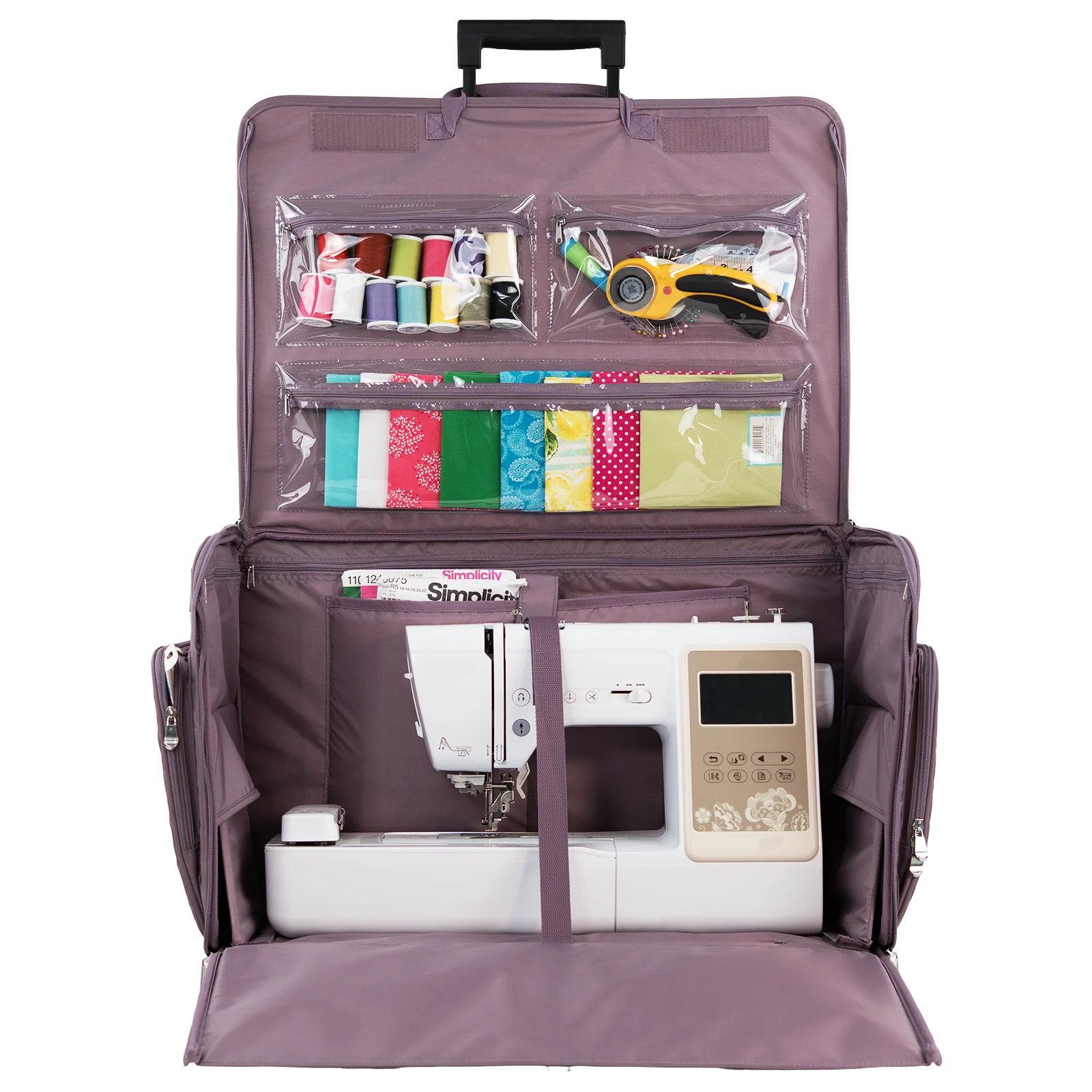 Everything Mary XXL 4 Wheel Collapsible Rolling Sewing Machine Storage Case, Purple Quilted 8 Everything Mary XXL 4 Wheel Collapsible Rolling Sewing Machine Storage Case, Purple Quilted