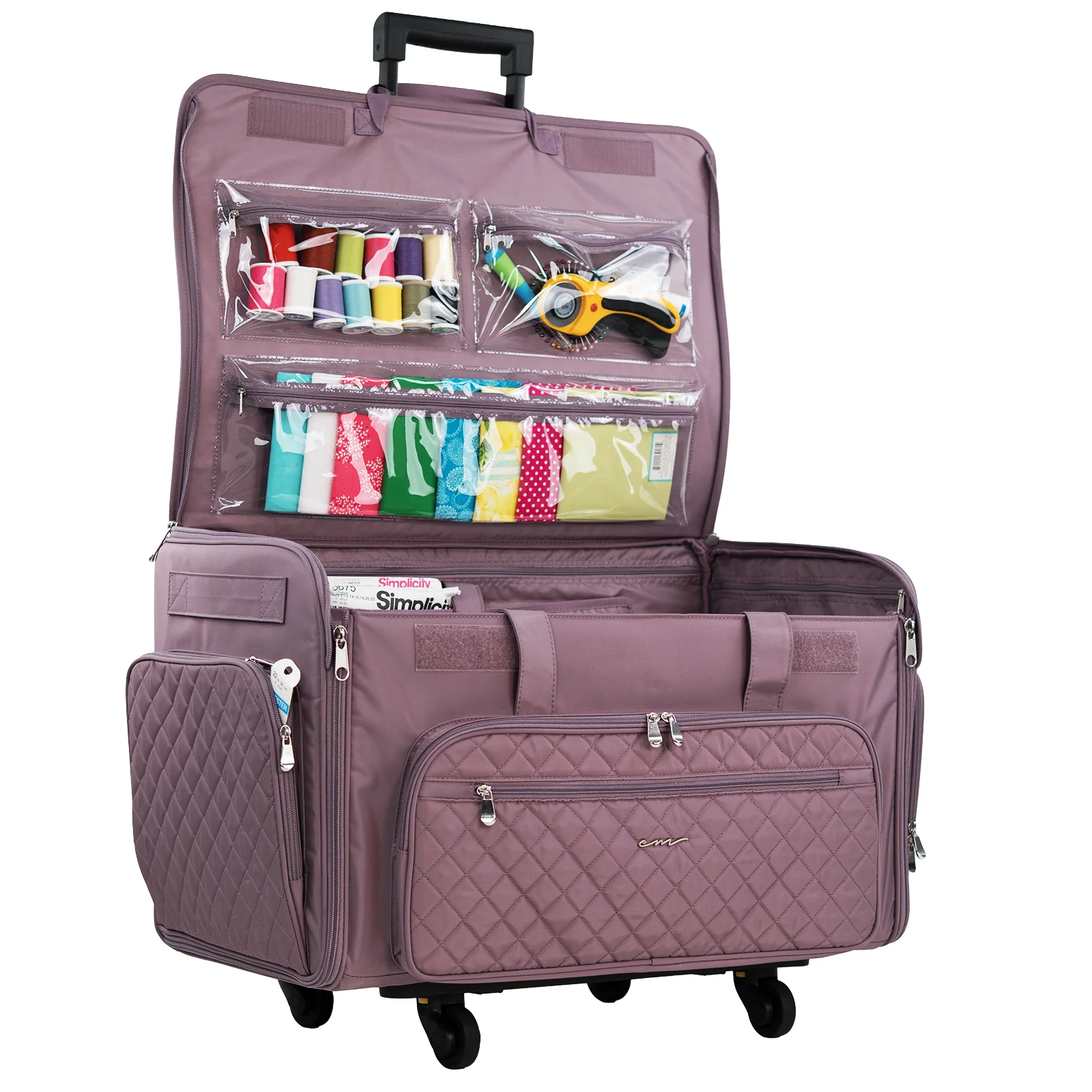 Everything Mary XXL 4 Wheel Collapsible Rolling Sewing Machine Storage Case, Purple Quilted 9 Everything Mary XXL 4 Wheel Collapsible Rolling Sewing Machine Storage Case, Purple Quilted