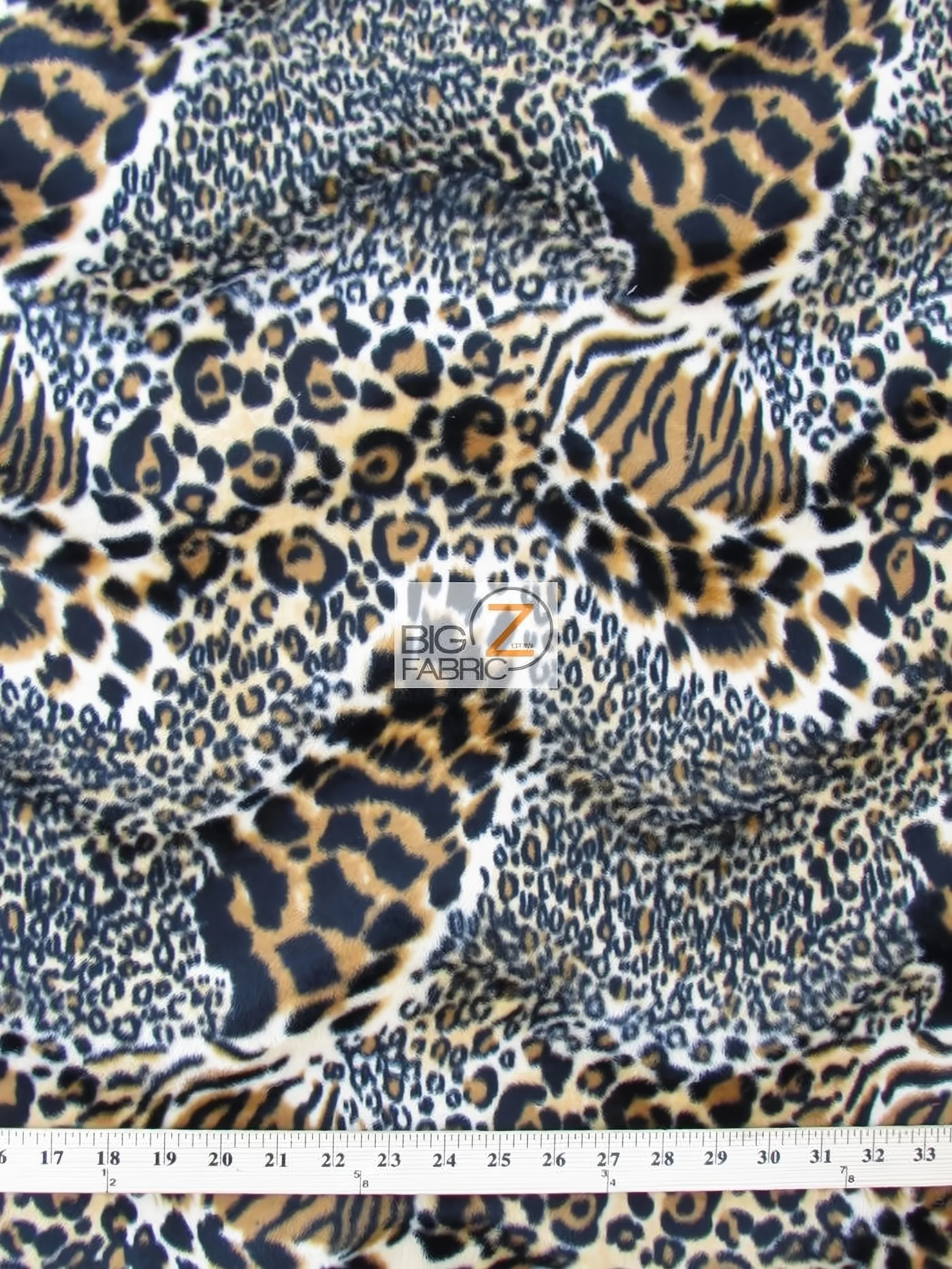 Brown Tiger/Leopard Hybrid Velboa Tiger Animal Short Pile Fabric / Sold By The Yard 1 Brown Tiger/Leopard Hybrid Velboa Tiger Animal Short Pile Fabric / Sold By The Yard