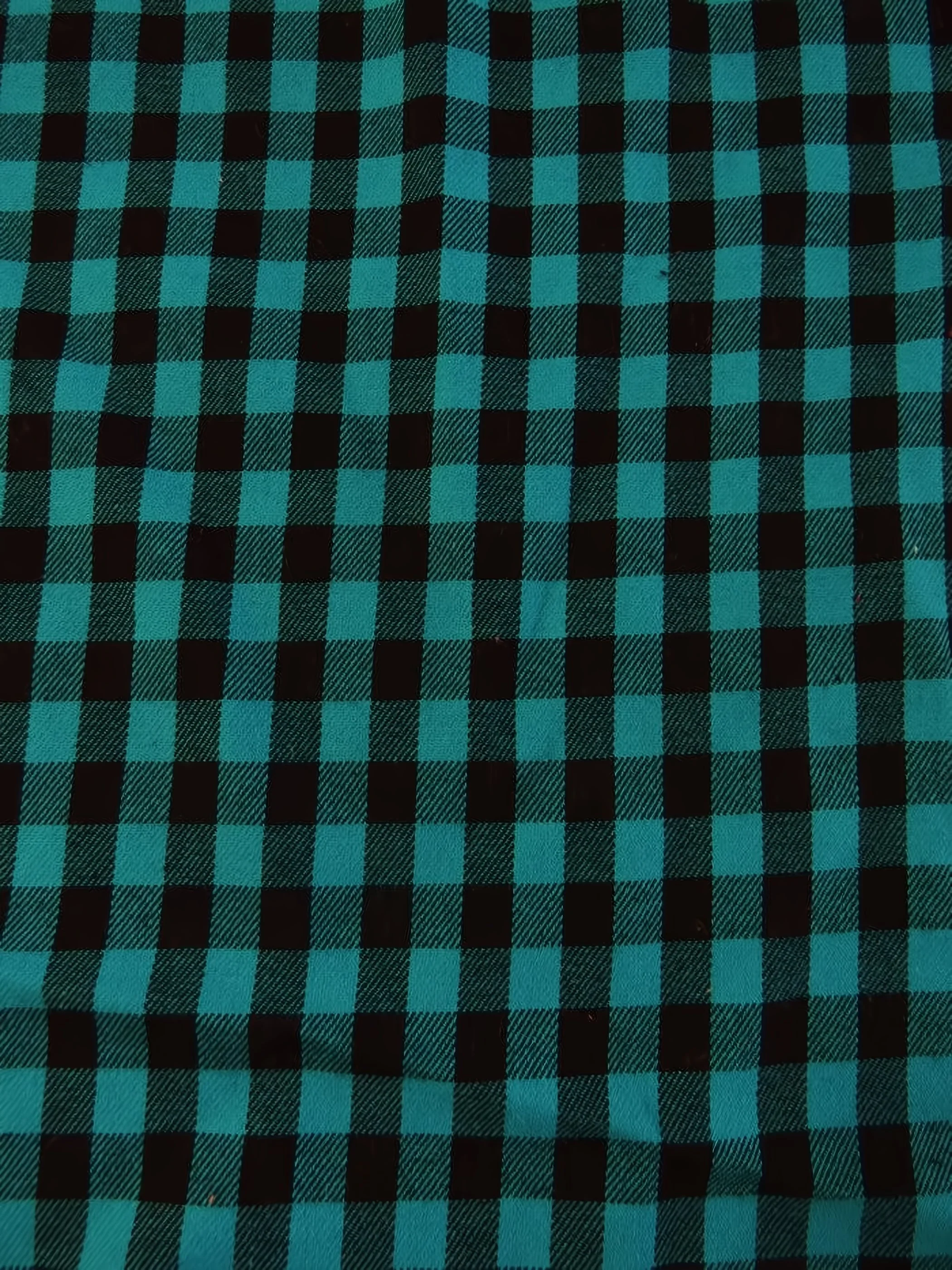 Buffalo Plaid Flannel Fabric Turquoise/Black 1 Buffalo Plaid Flannel Fabric Turquoise/Black