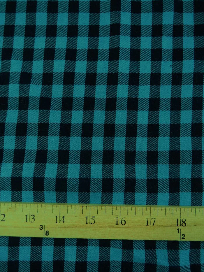 Buffalo Plaid Flannel Fabric Turquoise/Black 2 Buffalo Plaid Flannel Fabric Turquoise/Black
