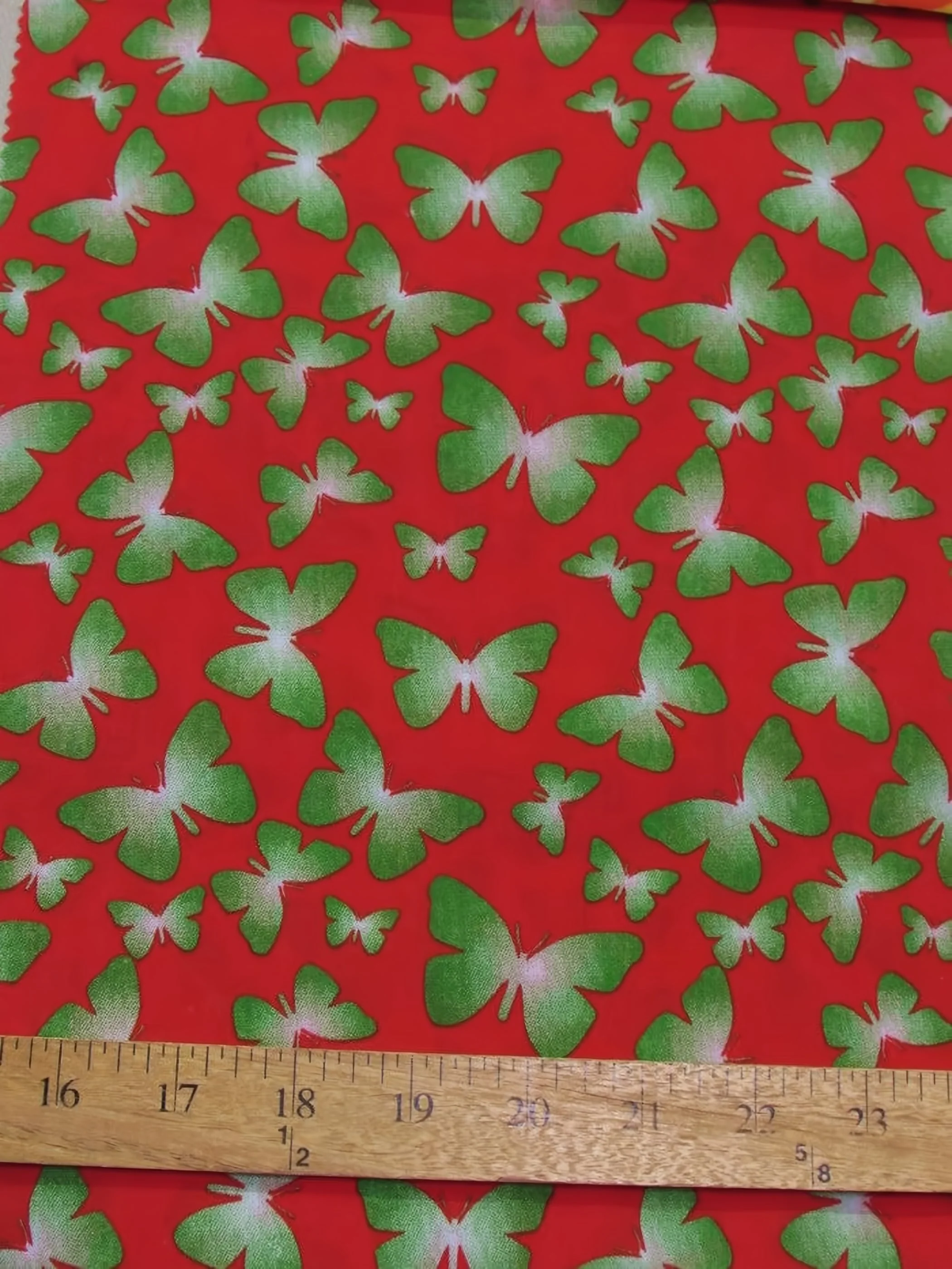 Butterflies Red Cotton Polyester Fabric