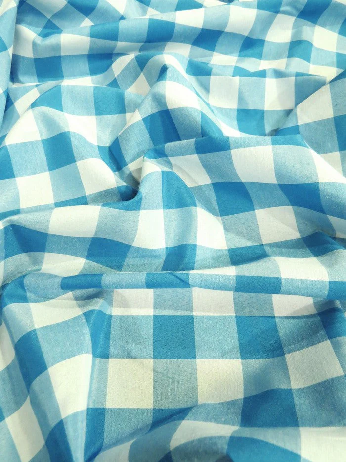 Checkered Gingham Poly Cotton Printed Fabric / Orange / Sold By The Yard 3 Checkered Gingham Poly Cotton Printed Fabric / Orange / Sold By The Yard