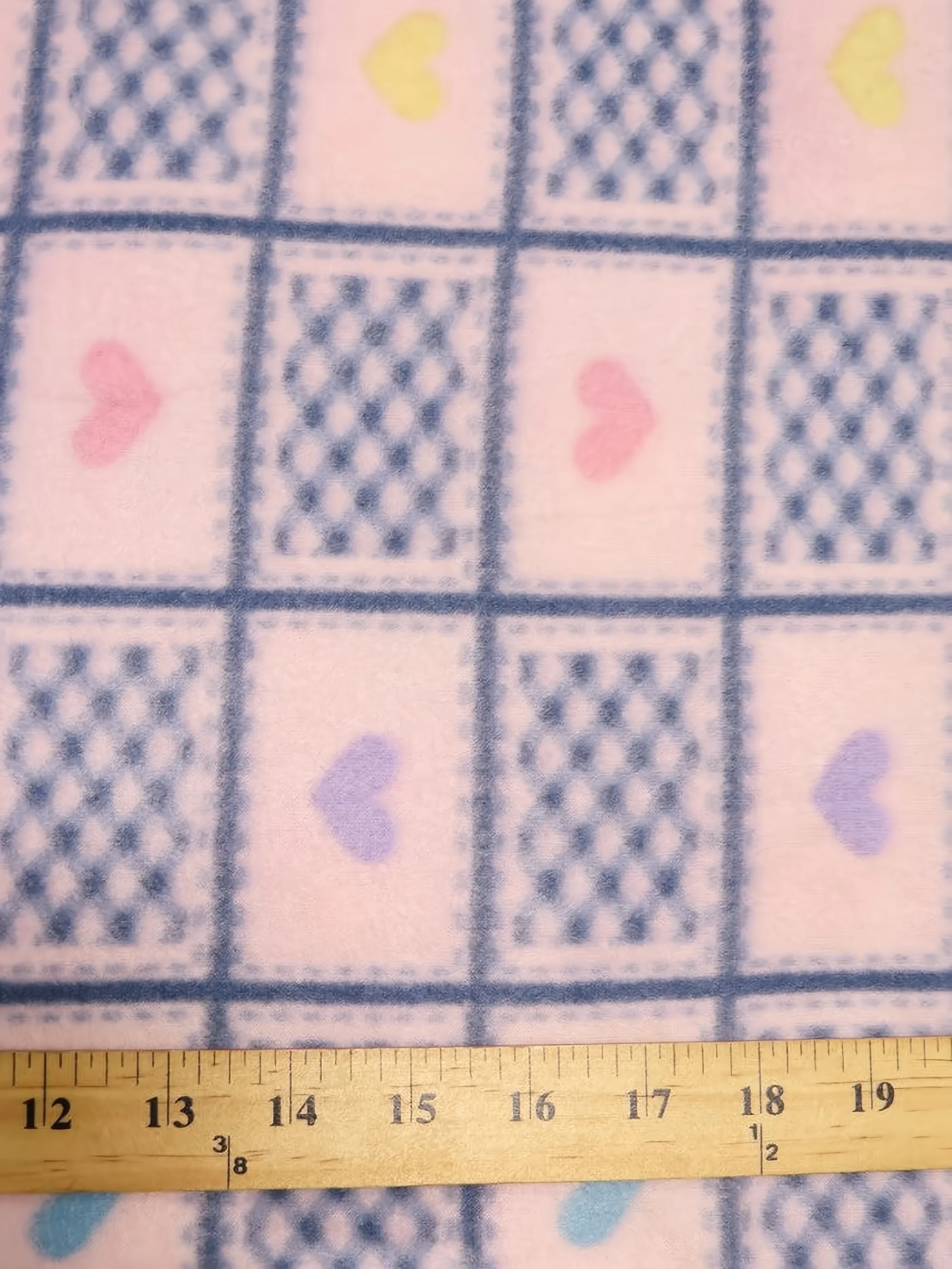 Checkered Hearts Pink Fleece Fabric 1 Checkered Hearts Pink Fleece Fabric